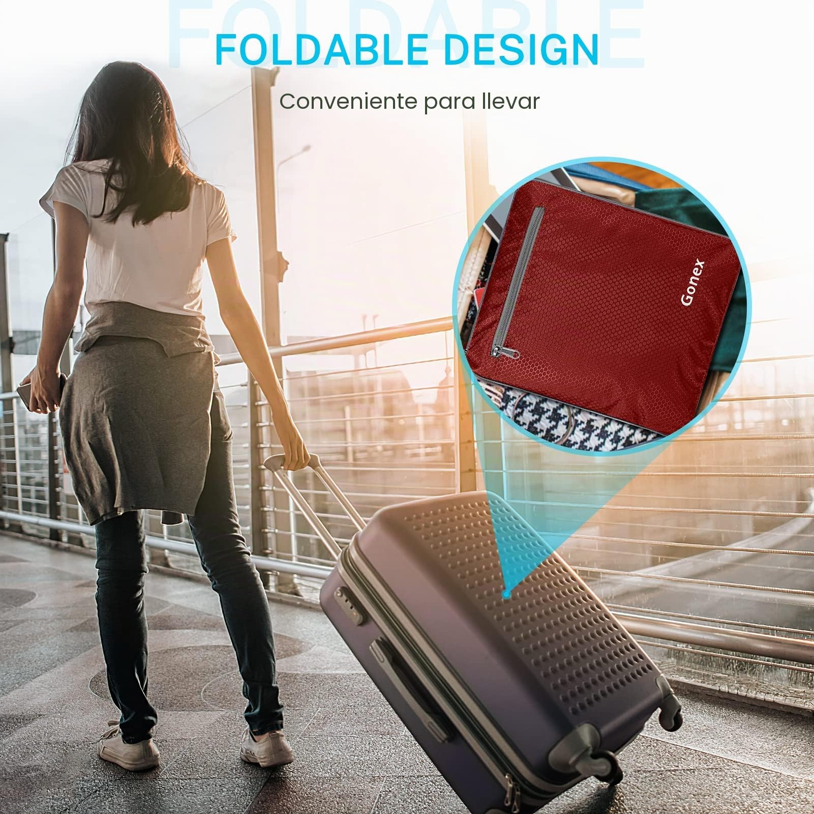 Gonex Bolsas de lona ligeras y plegables para viajes, deportes, gimnasio, vacaciones [Rojo] [150L]