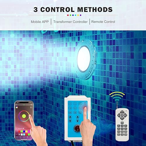 Miniatura 2 de Luces de piscina para piscina enterrada, luz LED grande de 10 pulgadas para piscina enterrada multicolor con cable de 50 pies para nicho húmedo,