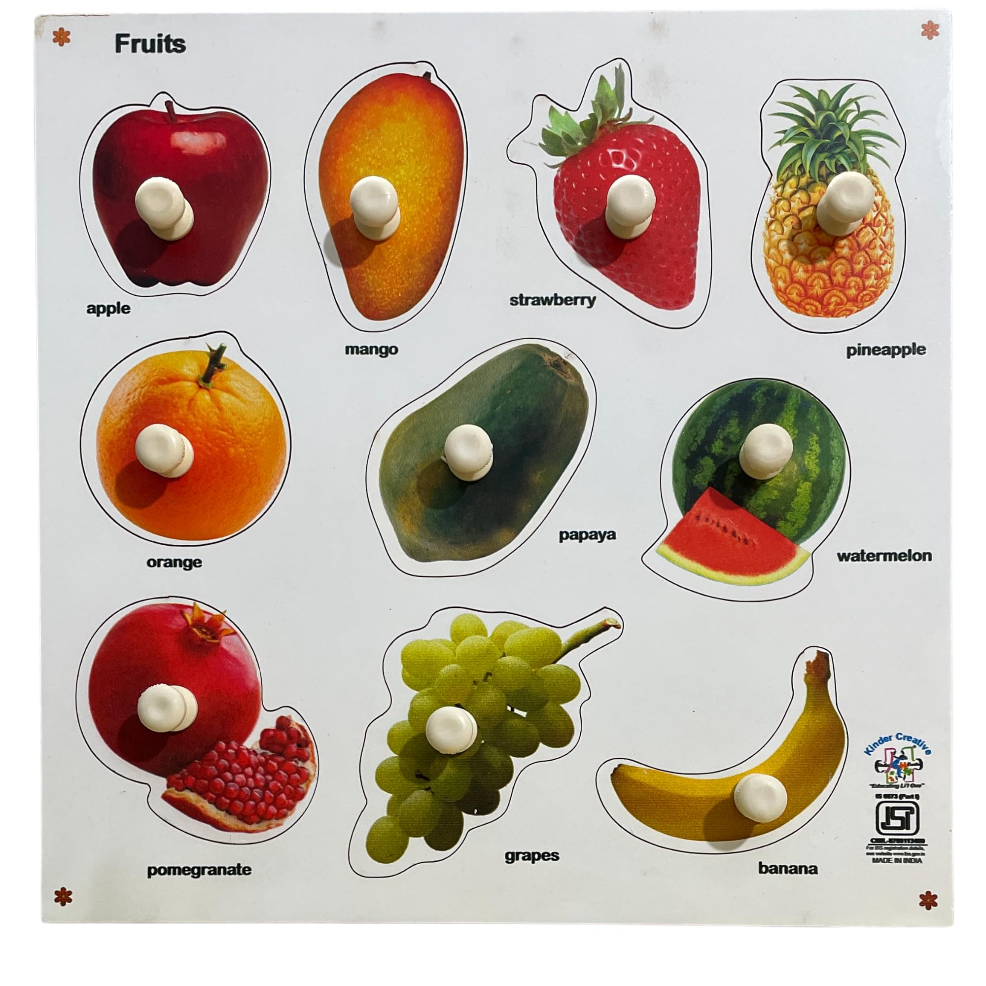 Wood Mechanic- Wooden Big Size Fruit Identification Tray | Wooden Toys for Kids | Puzzles for Kids for Age 2 |Wooden Puzzles for Kids | Occupational Puzzle Game | Peg Board for Kids (B0DJ51YSWF) Amazon Price History, Amazon Price Tracker