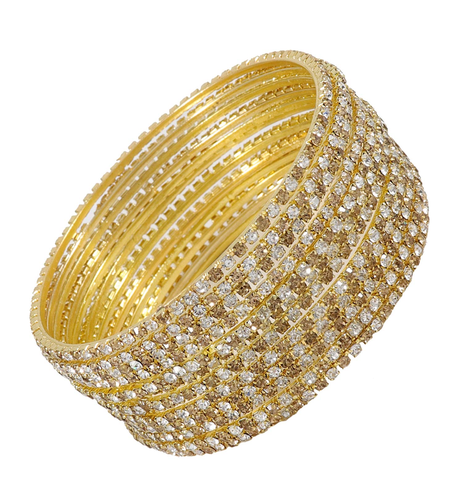 ZULKA Non-Precious Metal with Base Metal and Zircon Gemstone Studded Premium and Traditional Glossy Finished Sleek Bangle set for Women and Girls