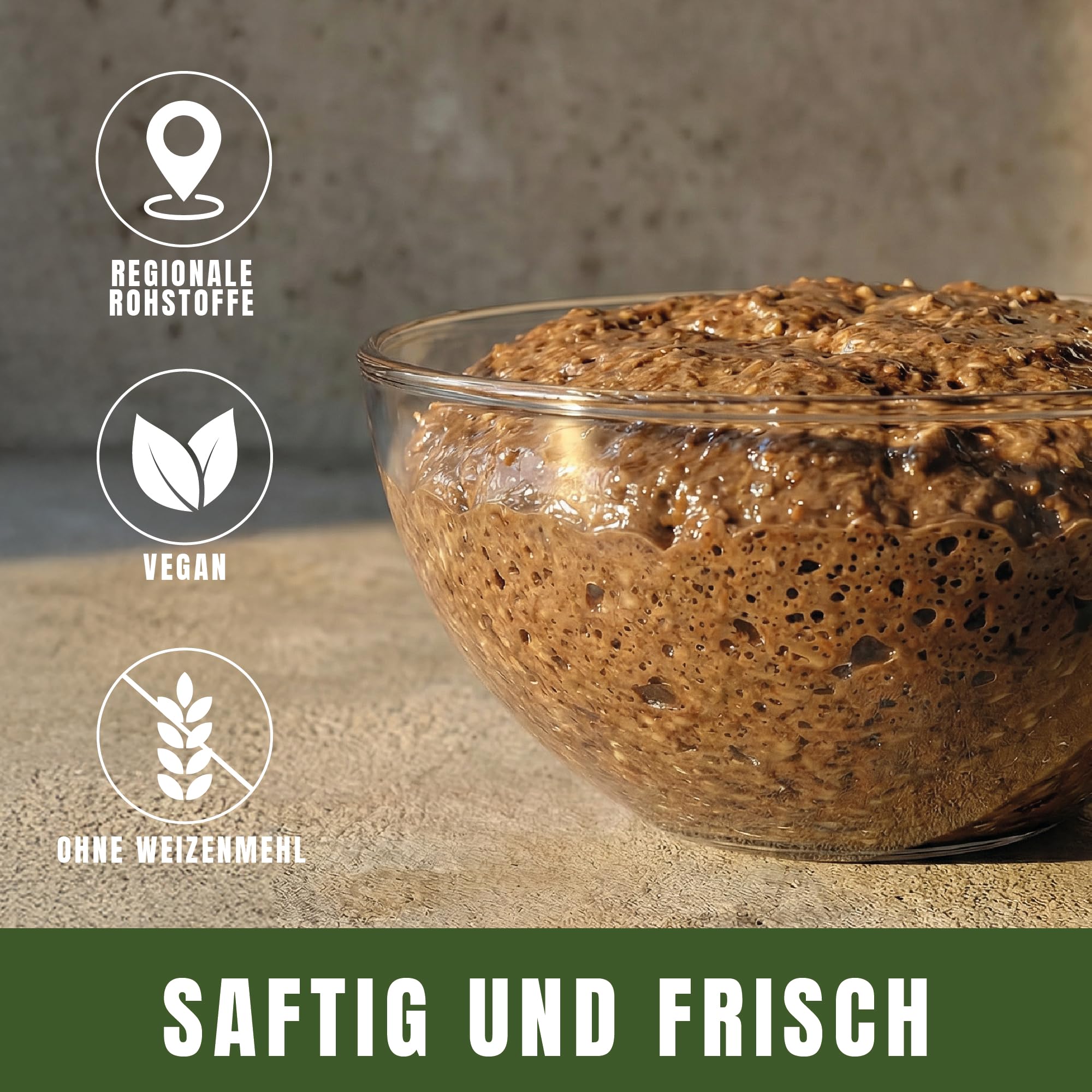 Marcel's Vollkorn Sauerteigbrot ohne Weizenmehl (1200g für 3-4 Brote)| Brotbackmischung mit Sauerteig & Roggenmehl | Sättigend & leicht verdaulich | In 1 Minute zubereitet