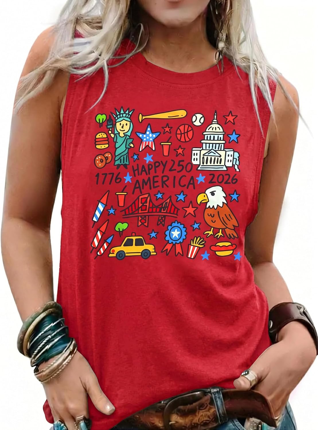 JINTING 250 Anniversary USA Tank Tops Women 4th of July American Flag Shirts We The People Patriotic Tanks
