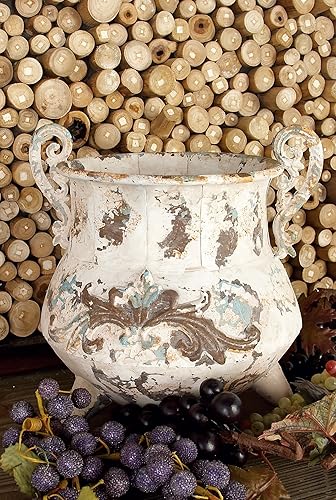 Miniatura 4 de Deco 79 Jarrón de metal envejecido, 11 x 11 x 11 pulgadas, blanco