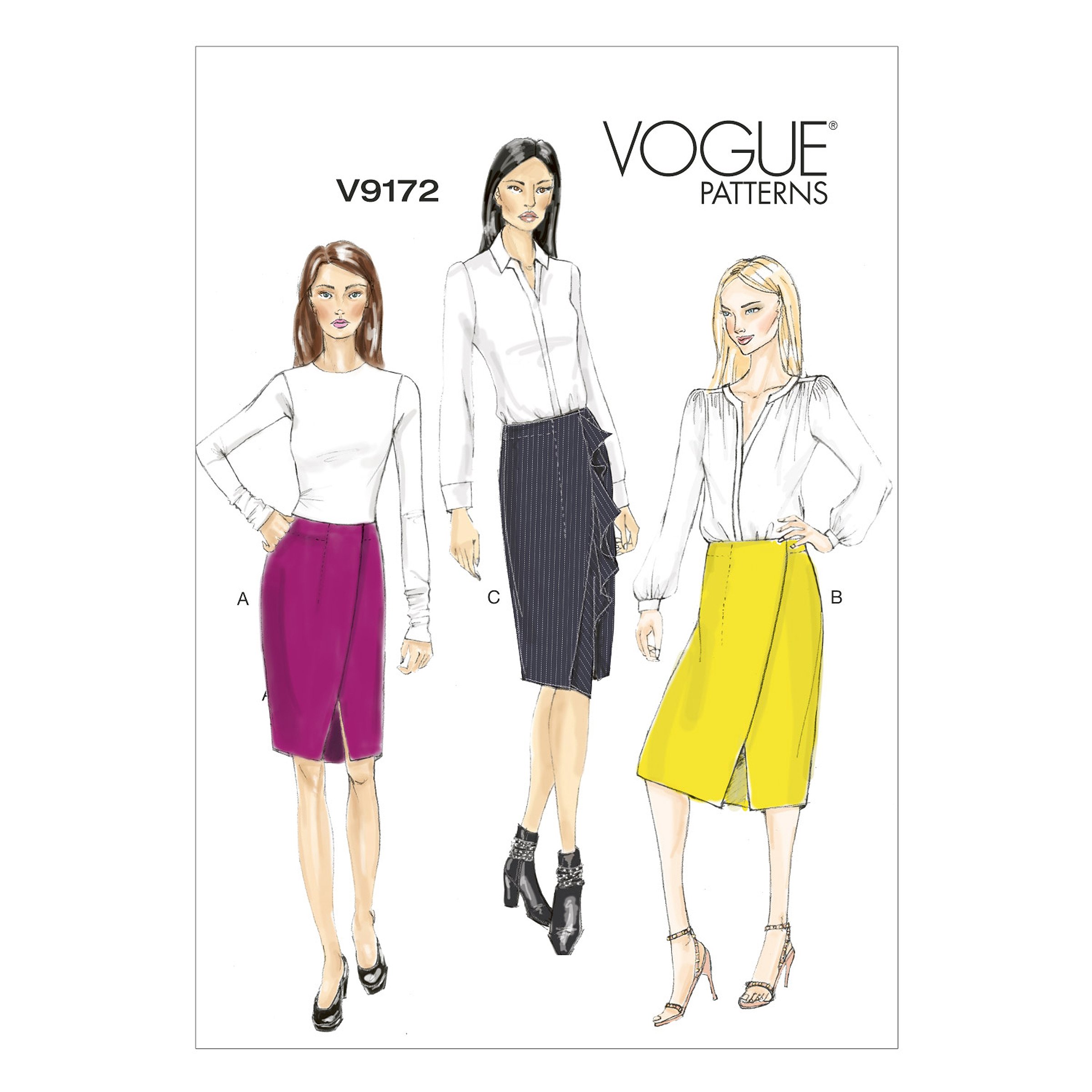 Patrons de jupe Vogue Patterns 9172 A5 ajuster une jupe aux tailles 6-14