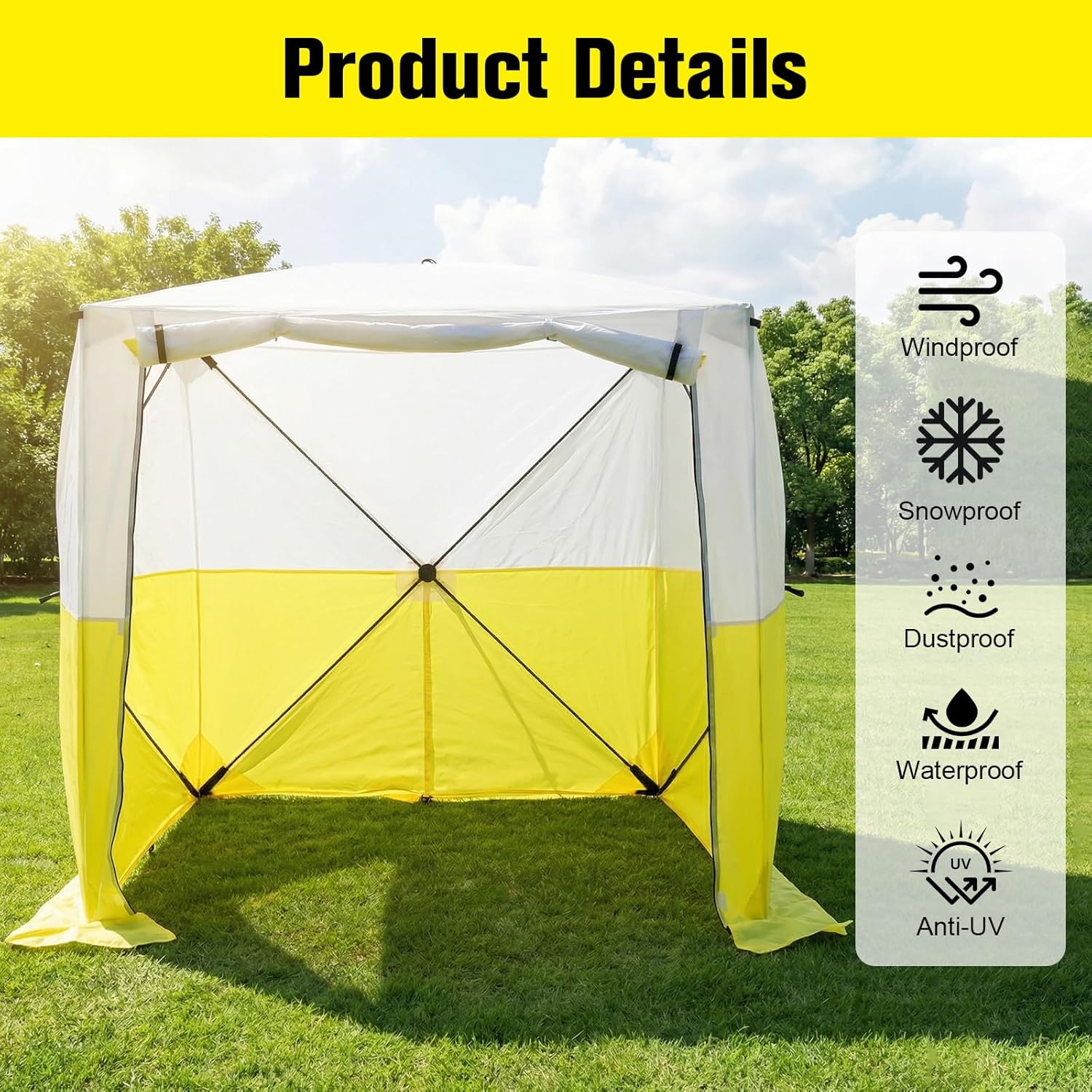 Work Tent 6'x6'x6.6', Pop Up Work Tent 60s Quick Setup, Lightweight 15.4 lbs Portable Shelter–Water Resistant, UPF50+, Flame Retardant for Construction, Workshop, Emergency