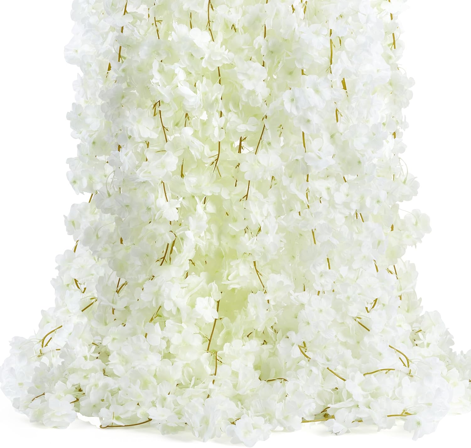 6Pcs 35.4FT White Cherry Blossom Garland 6pcs Silk Pink Flowers Garland Artificial Cherry Blossom Vines Hanging for Wedding Party Sakura Cute Spring Summer Decor