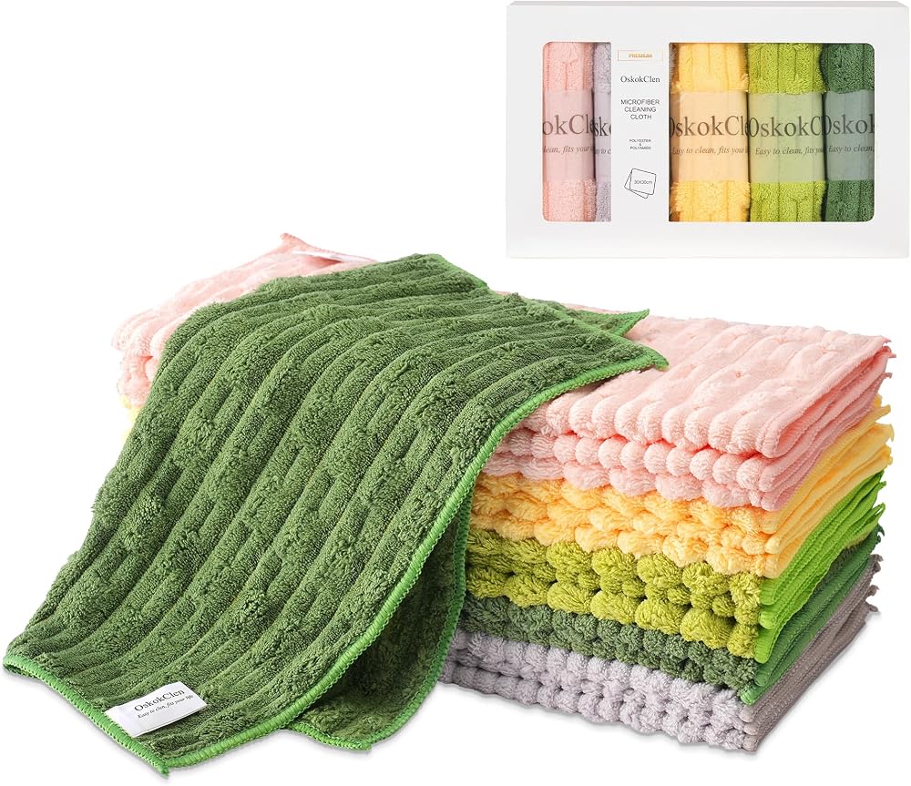 Kitchen Cleaning Cloths, 12x12 Microfiber Dish Cloths, 15 Pack, 5 Colors, Lint Free Streak Free Scratch Safe Absorbent Washable Dish Rags for Kitchen, Countertops, Glass — 사진 1