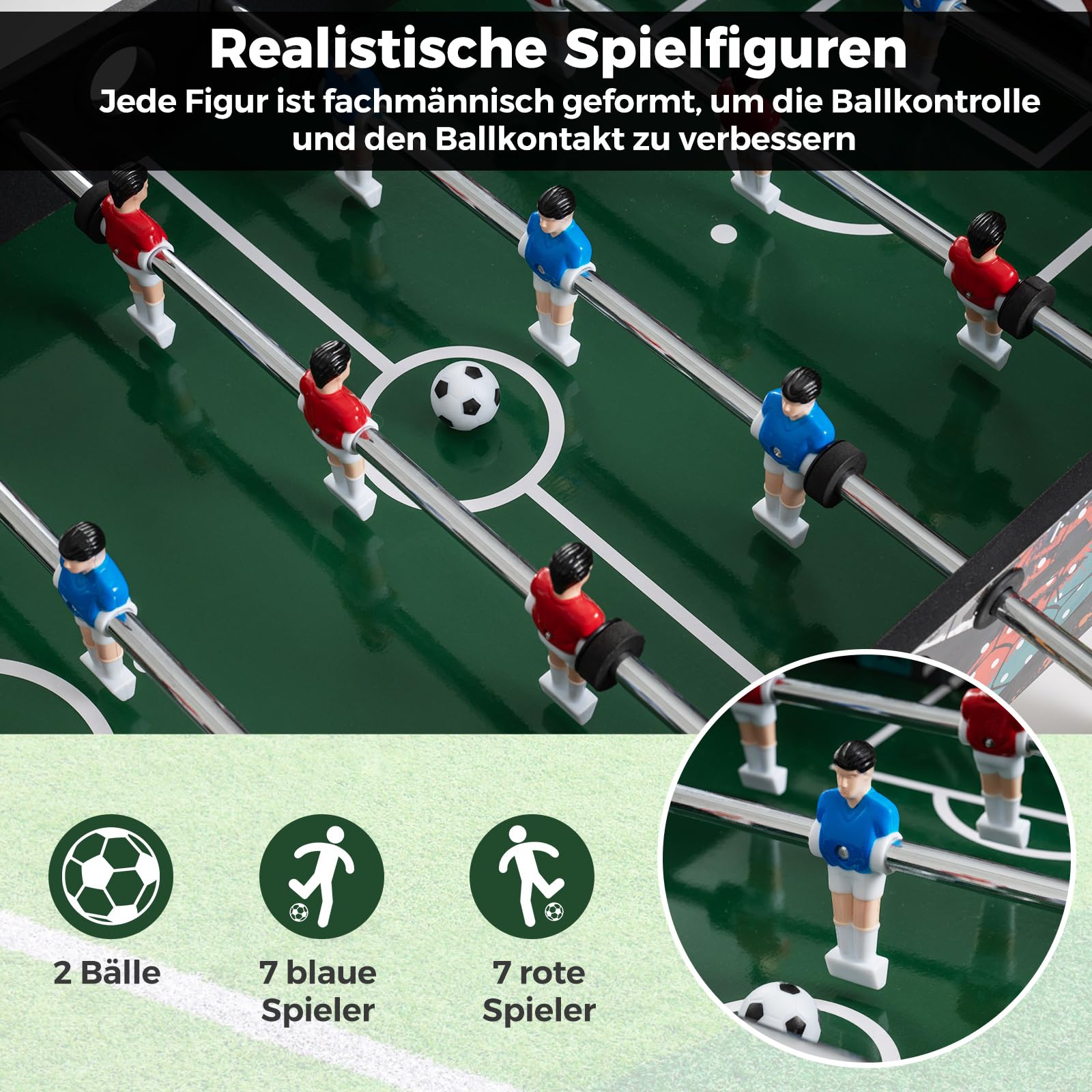 COSTWAY 2 in 1 Tischkicker mit abnehmbarer Tischplatte, Kickertisch mit 2 Bällen, 14 Spieler & Anzeigetafel, Tischfussball für Kinder & Erwachsene, Tischfußball für Zuhause, Büro & Bar, 86 x 51 x 69cm