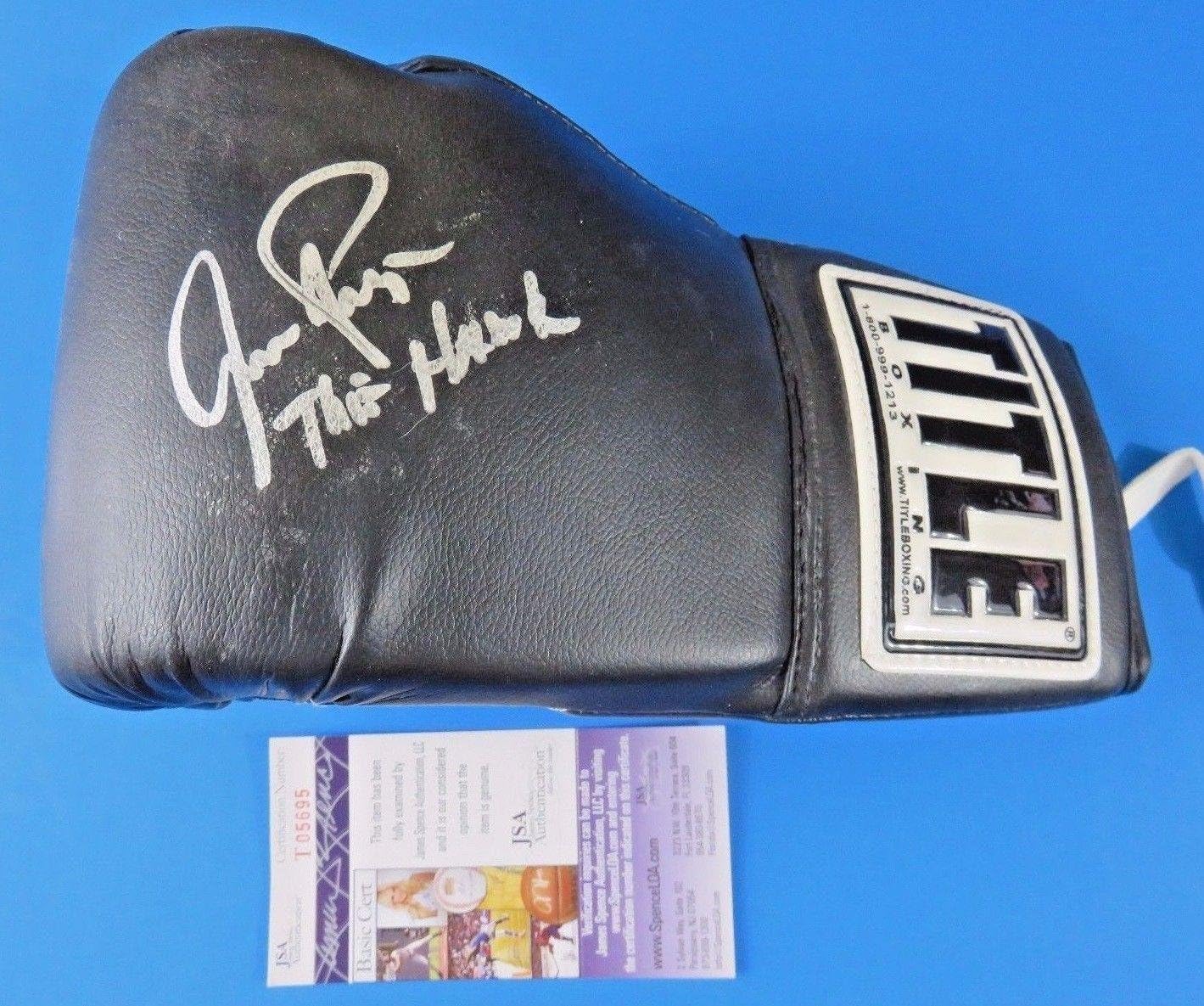 AARON PRYOR SIGNED TITLE BOXING GLOVE Insc "The Hawk"" T0569510oz