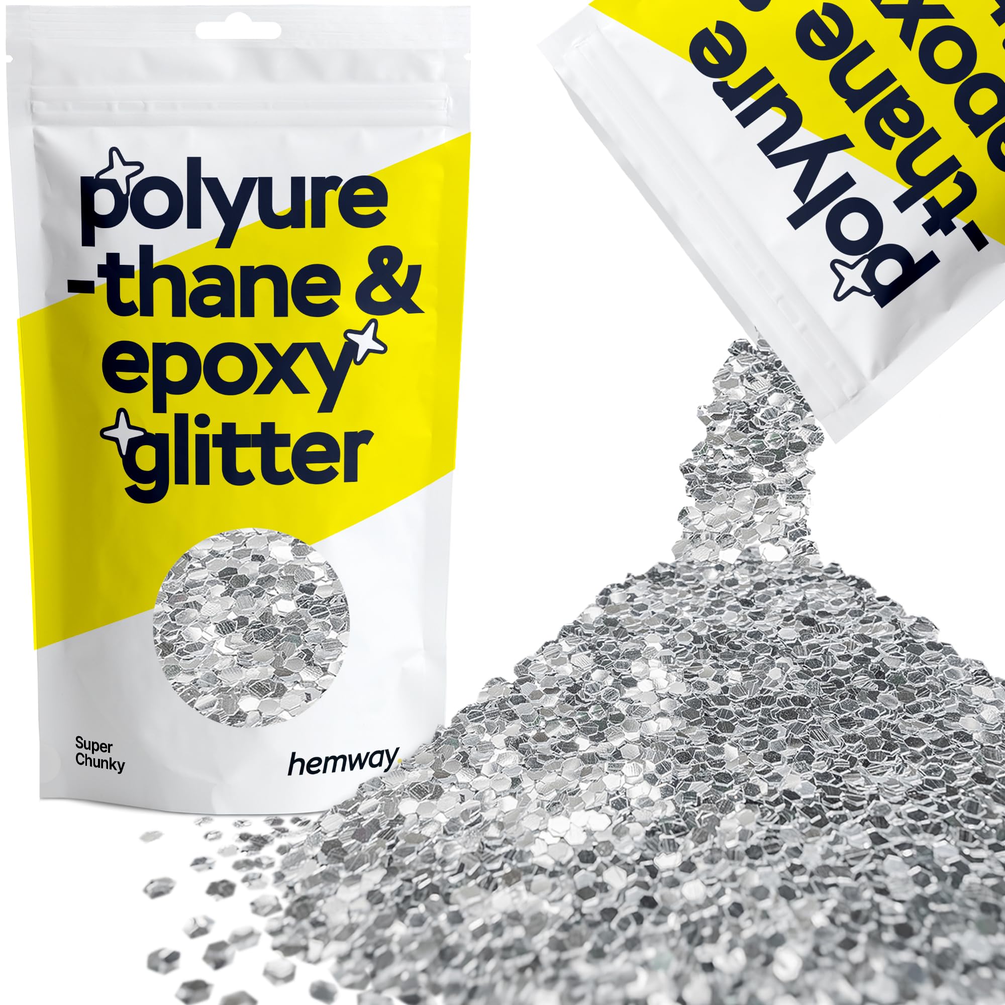 Hemway Resin Glitter Silver 100g Super Chunky