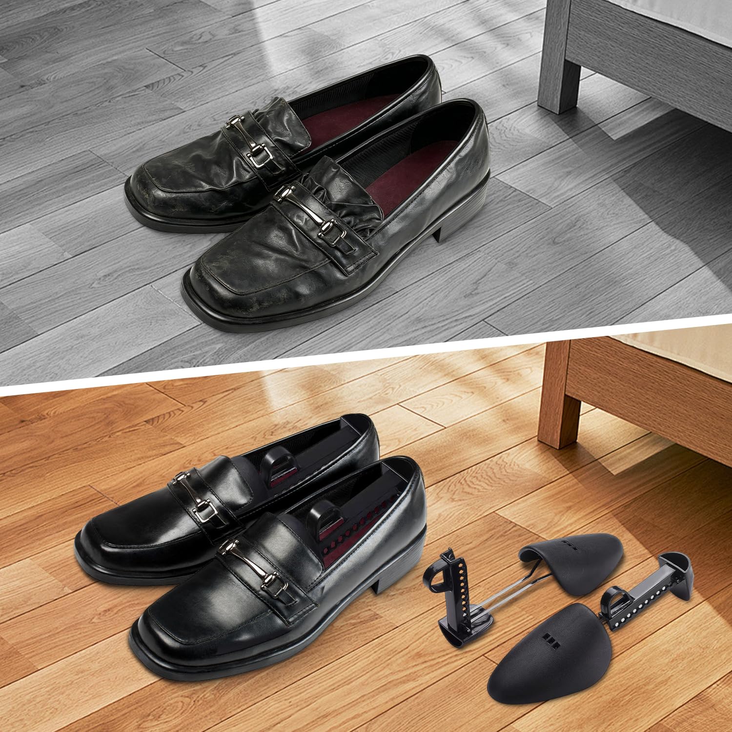 2 Pares de Hormas para Zapatos, Ensanchador de Zapatos Ajustable de 25 cm A 30 cm, Soporte Moldeador de Zapatillas de Deporte de Plástico de Hierro Negro, Soporte para Botas para Hombres y Mujeres