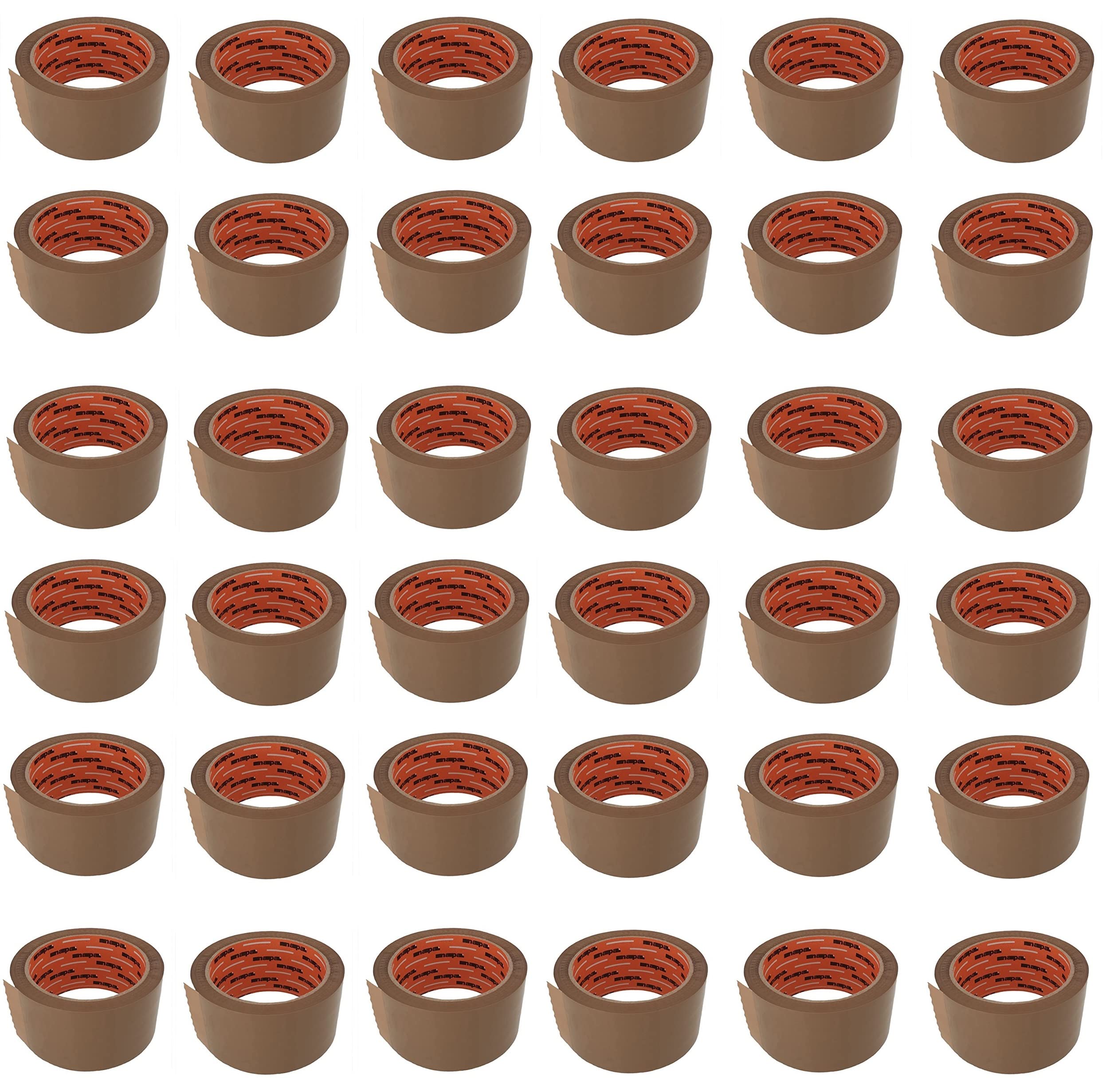 36 rollos de cinta adhesiva de 50 x 66 m para desenrollar y desenrollar silencioso, cinta de embalaje color habana