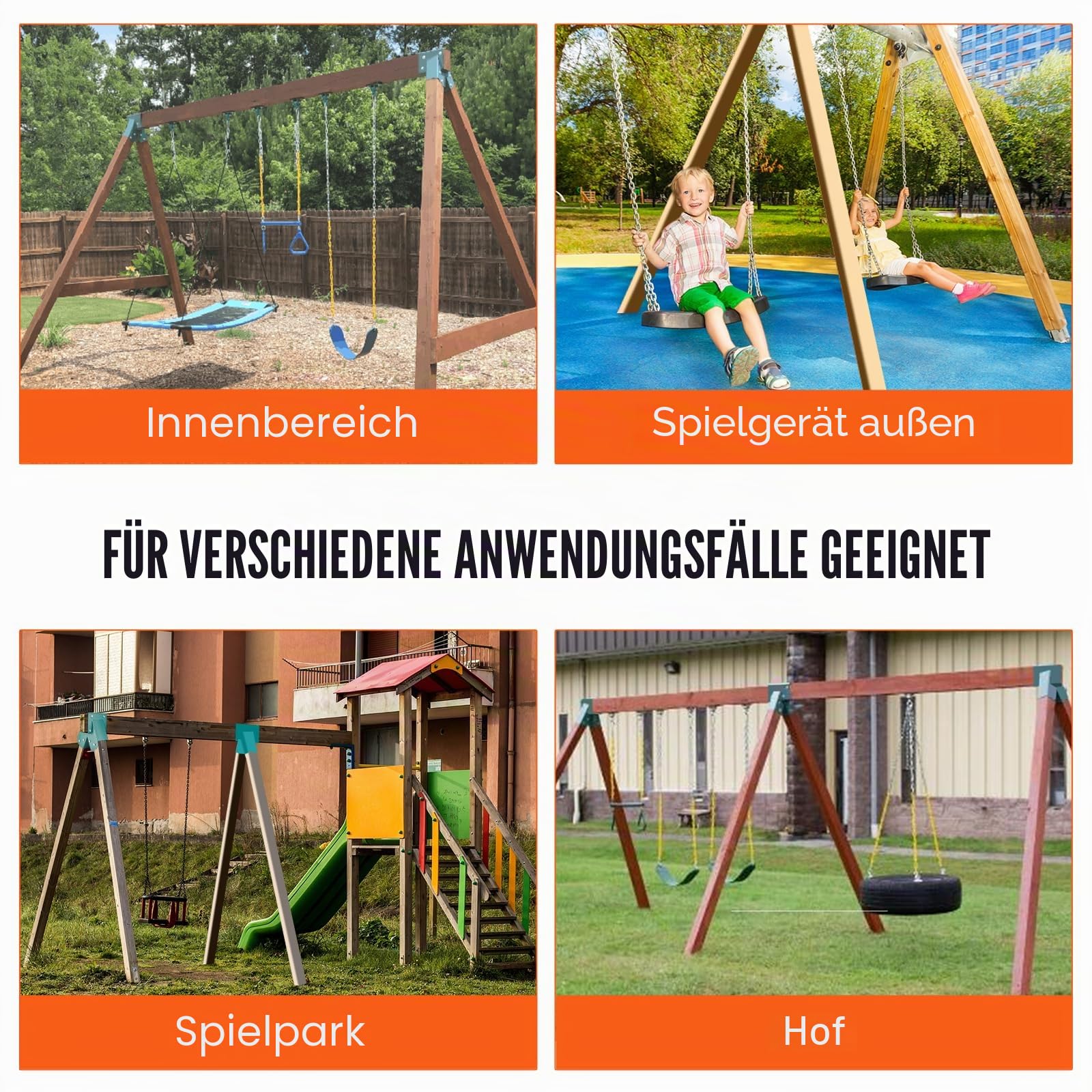 VEVOR 3 Stk. Schaukelverbinder 160 x 235 x 280 mm Schaukelwinkel Kohlenstoffstahl Pulverbeschichtet Wandverbinder Holzverbinder Kantholz Grün Vierkant Schaukelverbinder Eckverbinder für Gartenschaukel