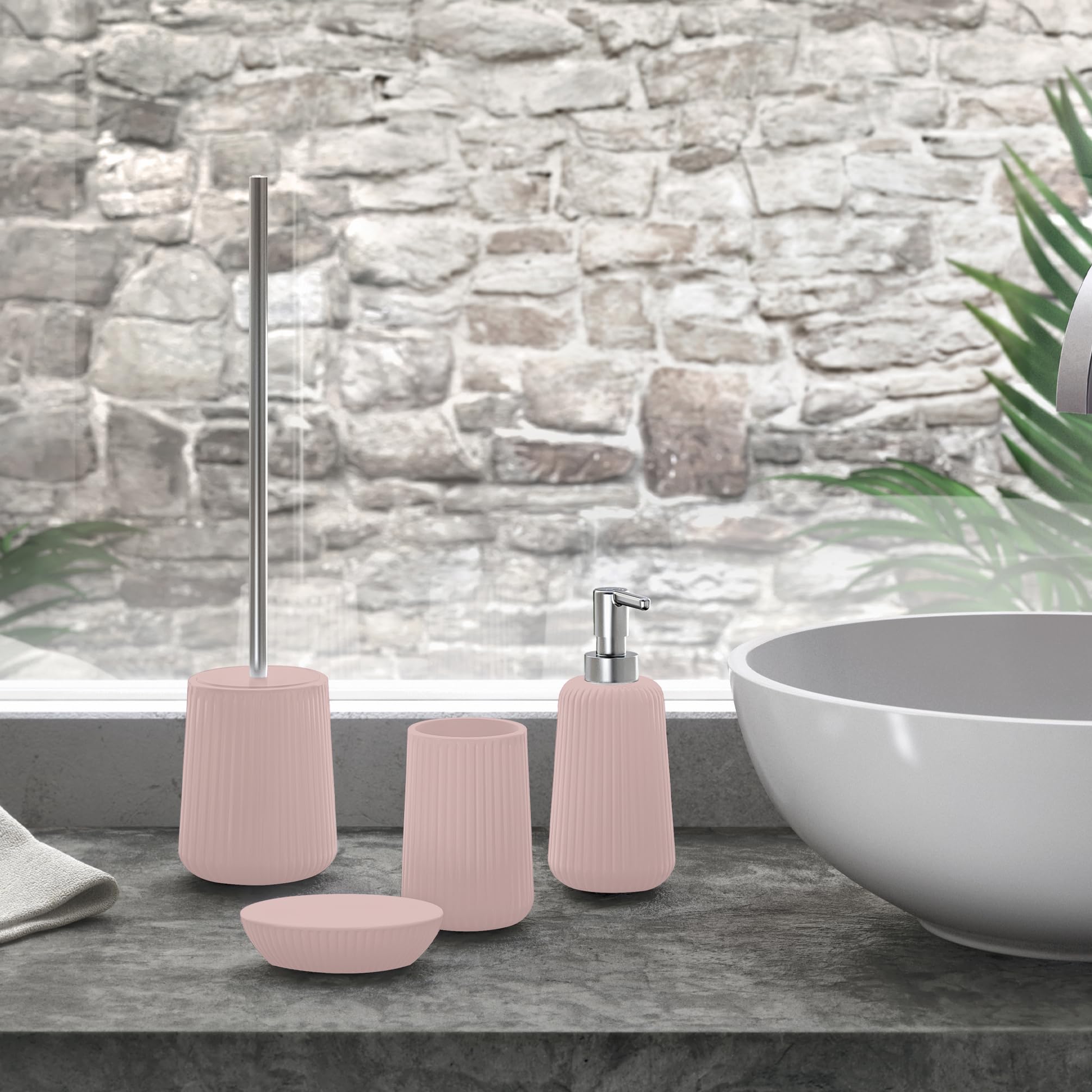 Gedy Marika Toothbrush Holder, Ceramic, Pink, 8 x 8 x 11.6 cm, 8x8x11,6cm - Image 4