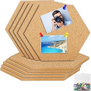 10 Stück Pinnwand Kork, Sechseckige Korkplatte Selbstklebende Korkwand, Korkplatten für Die Wand mit 70 Stück Pushpin, Memoboard Wird Notizen, Aufhängen von Fotos, Bilder, Zimmer Deko