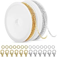 Vista 1 de SANNIX 20 Feet Necklace Chains 1.8mm Jewelry Making Chains for Necklace Earring Bracelet Jewelry Making Supplies, Metal Chain Necklace with Lobster