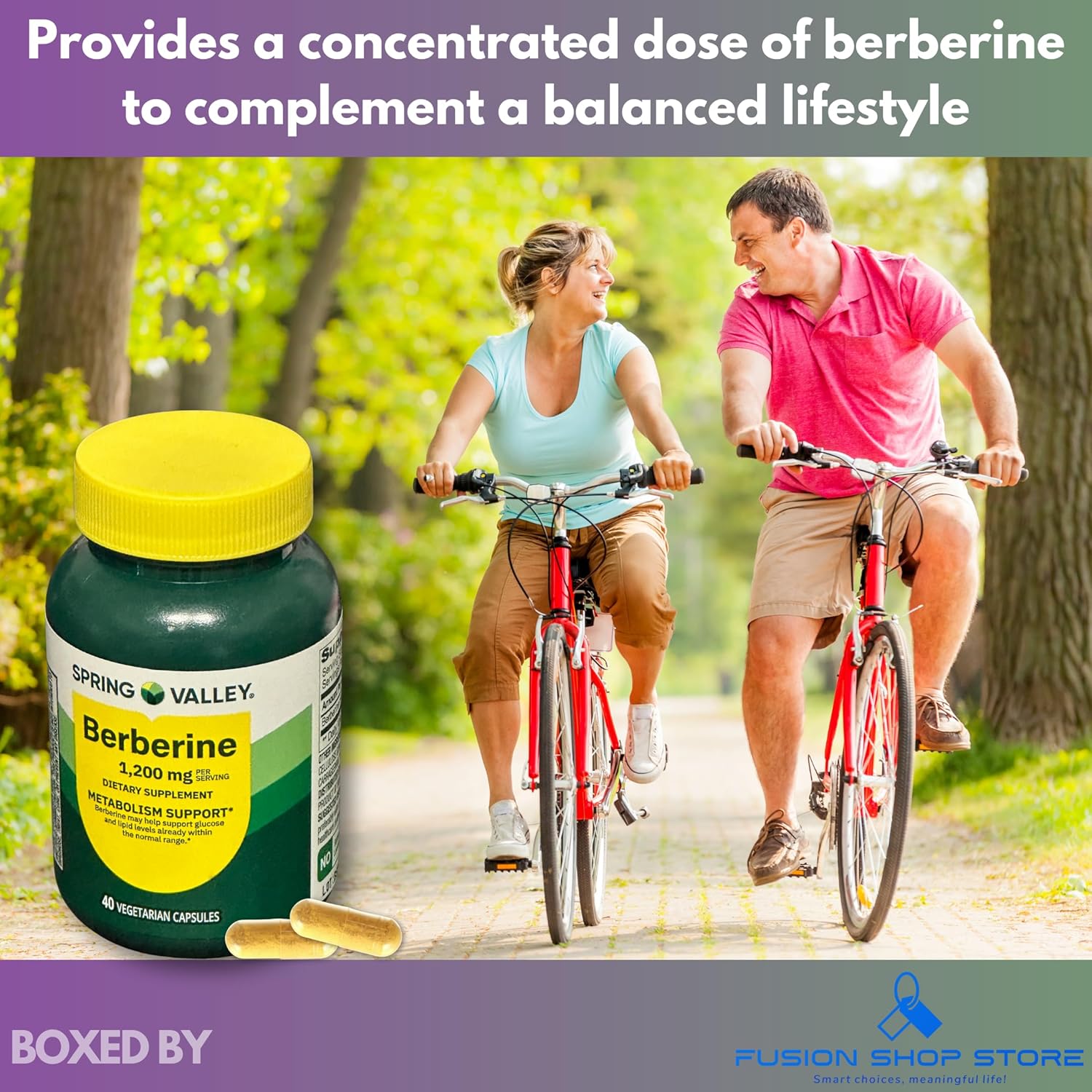 Berberine Metabolism Support- 40 Vegetarian Capsules, 1200mg (Pack of 2), Boxed by Fusion Shop Store