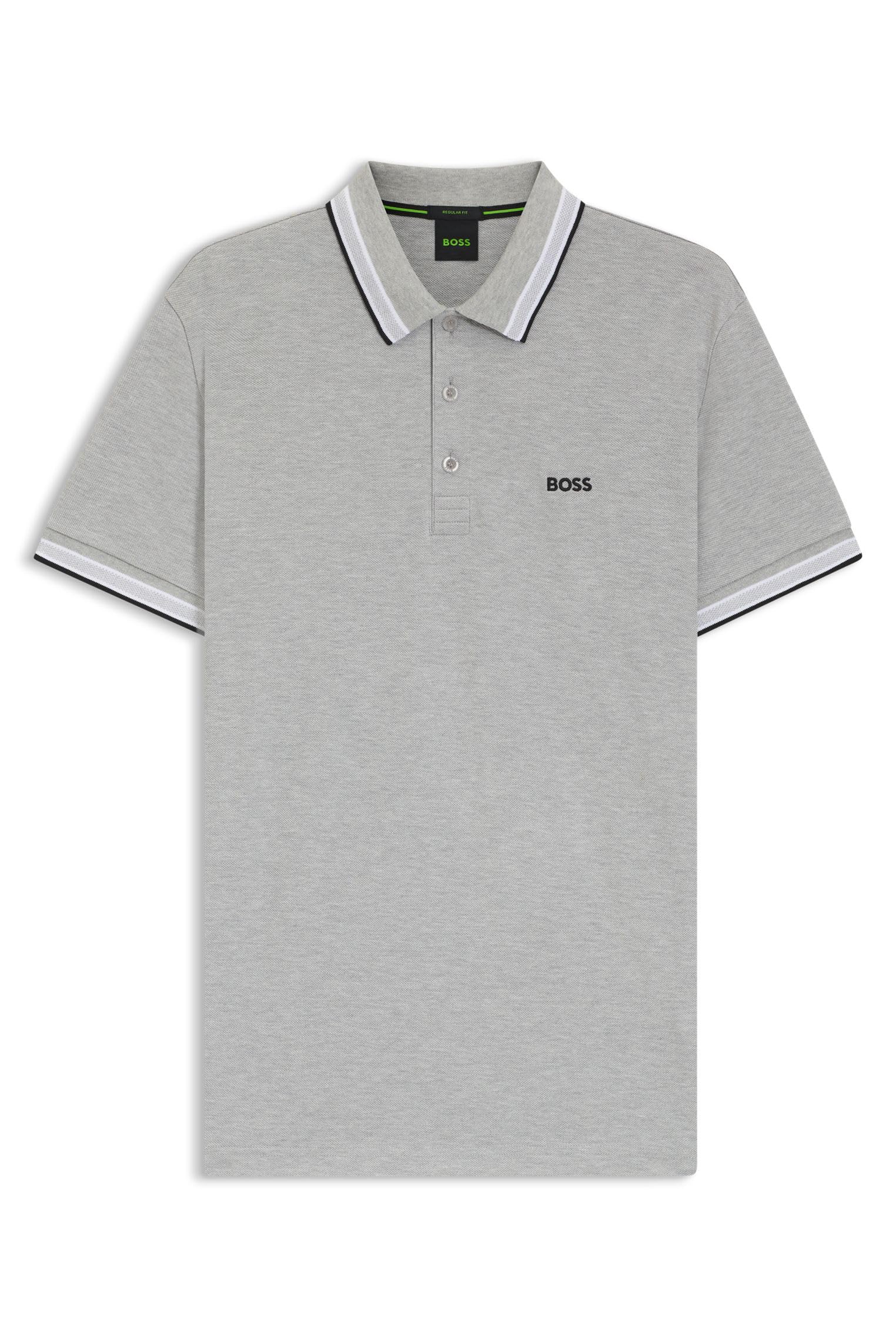 BOSS Mens HBG Paddy Euro Polo Shirt Short Sleeve Silver S