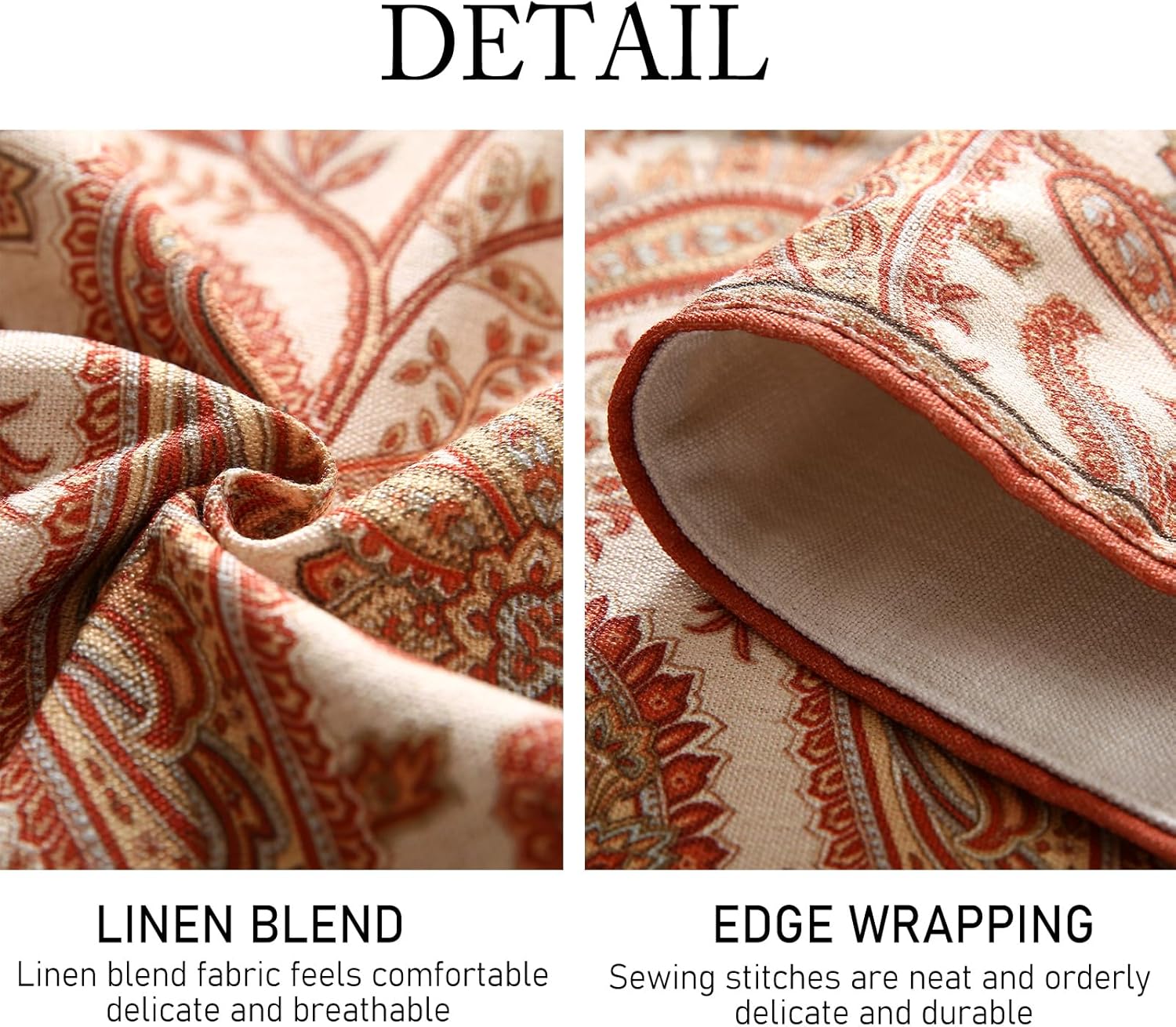 ISAENNE Designer Elegant Red Linen Table Runner 71 Inches Long,Vintage Paisley Pattern Durable Table Runners for Dining Tables,Thanksgiving,Kitchen Tables,Christmas,12"*71"-Chauffrey A