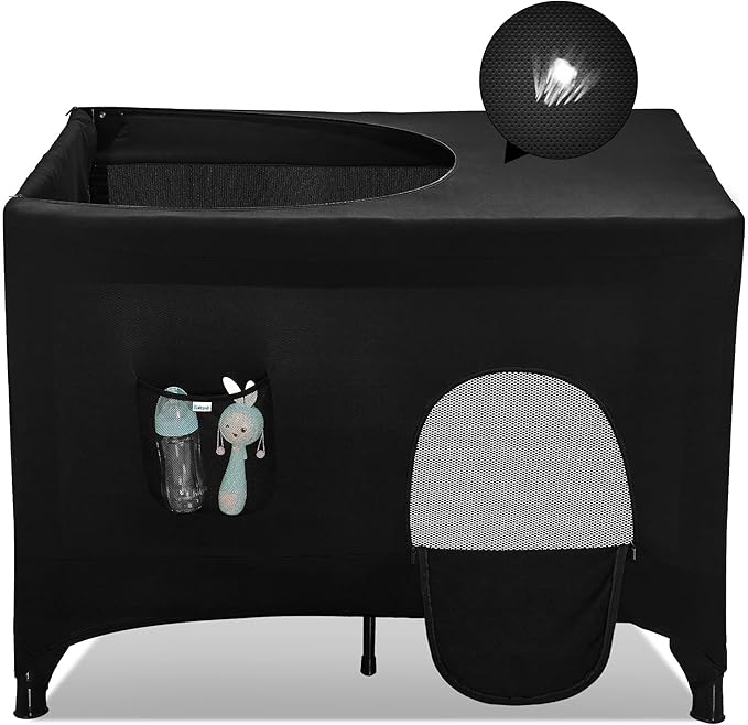 Pack N Play Blackout Cover, Crib Canopy Cover for Pack and Play, Breathable Blackout