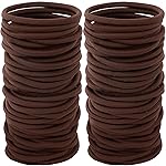 200PCS Womens Elastic Hair Tie, 4mm Hair Ties for Thick and Curly Hair Ponytail Holders Hair Elastic Band for Women or MenBrown)