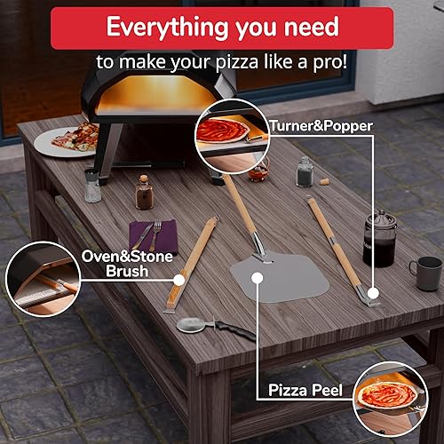 Miniatura 7 de Juego de accesorios para horno de pizza, kit de fabricación de pizza de 3 piezas con cáscara de pizza, horno de pizza y cepillo de piedra con