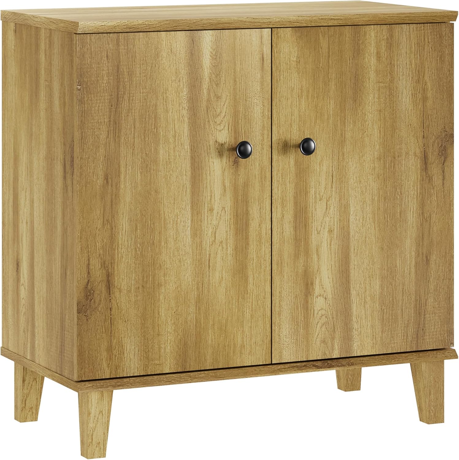 Modern Storage Cabinet Buffet Storage with Wood Legs and Adjustable Shelf for Dinnig Room Living Room Entryway, Brown Oak