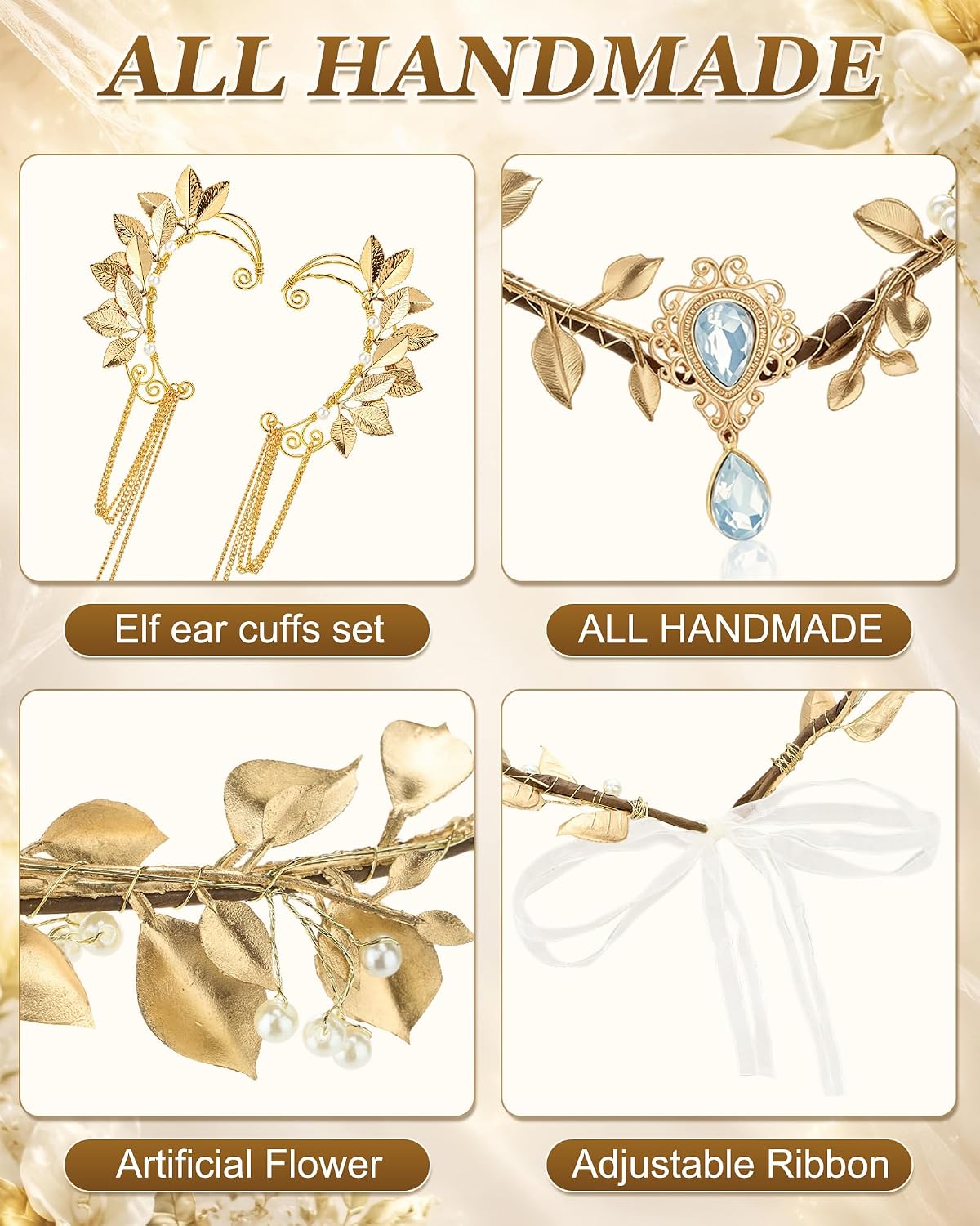 Tigeen Fairy Crown and Ears Renaissance Fairy Accessories