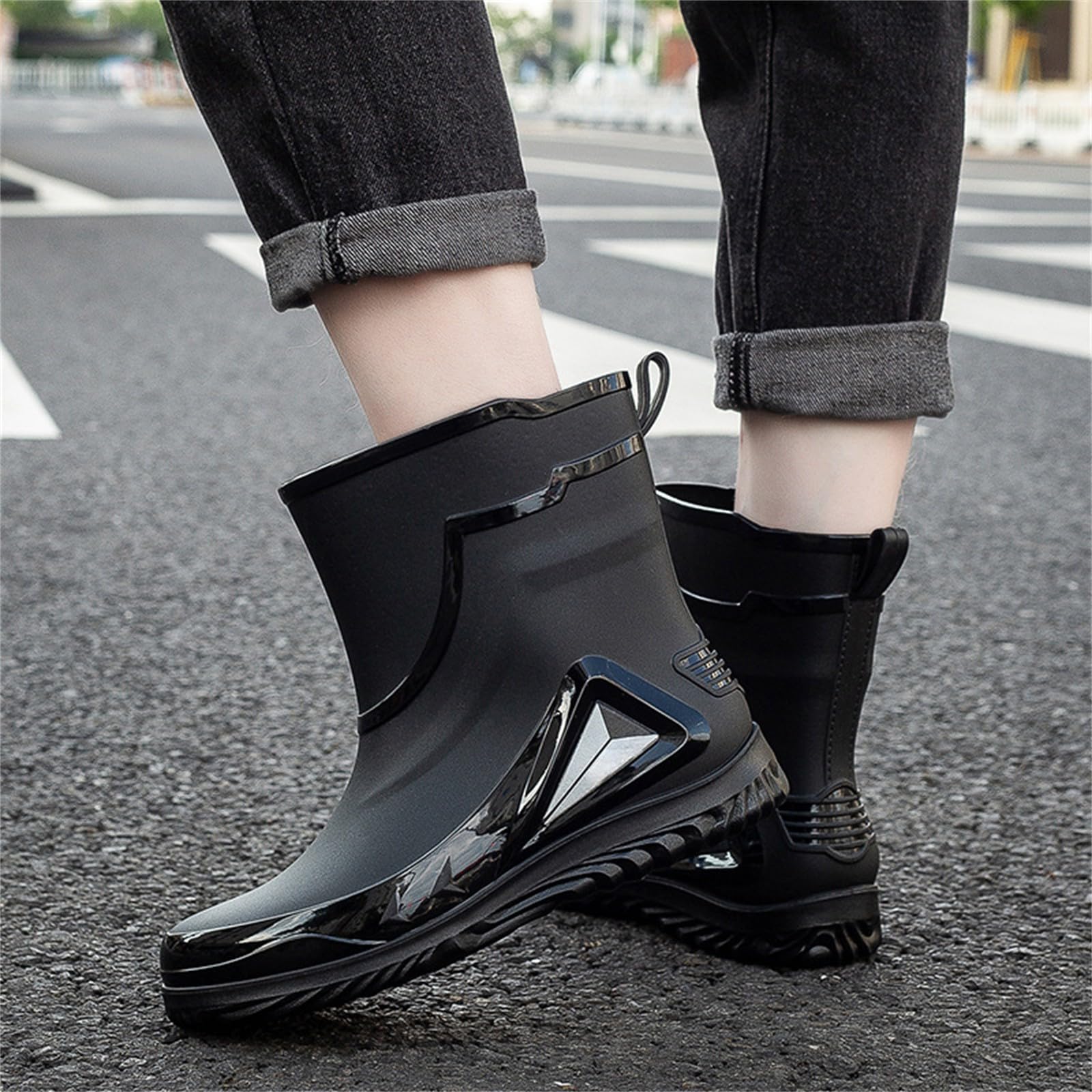 Generisch Botas de lluvia cortas para hombre Botas ligeras para hombre Botas de verano hasta el tobillo para hombre Botines antideslizantes Botas de goma cómodas Botas de agua hasta el tobillo Botas