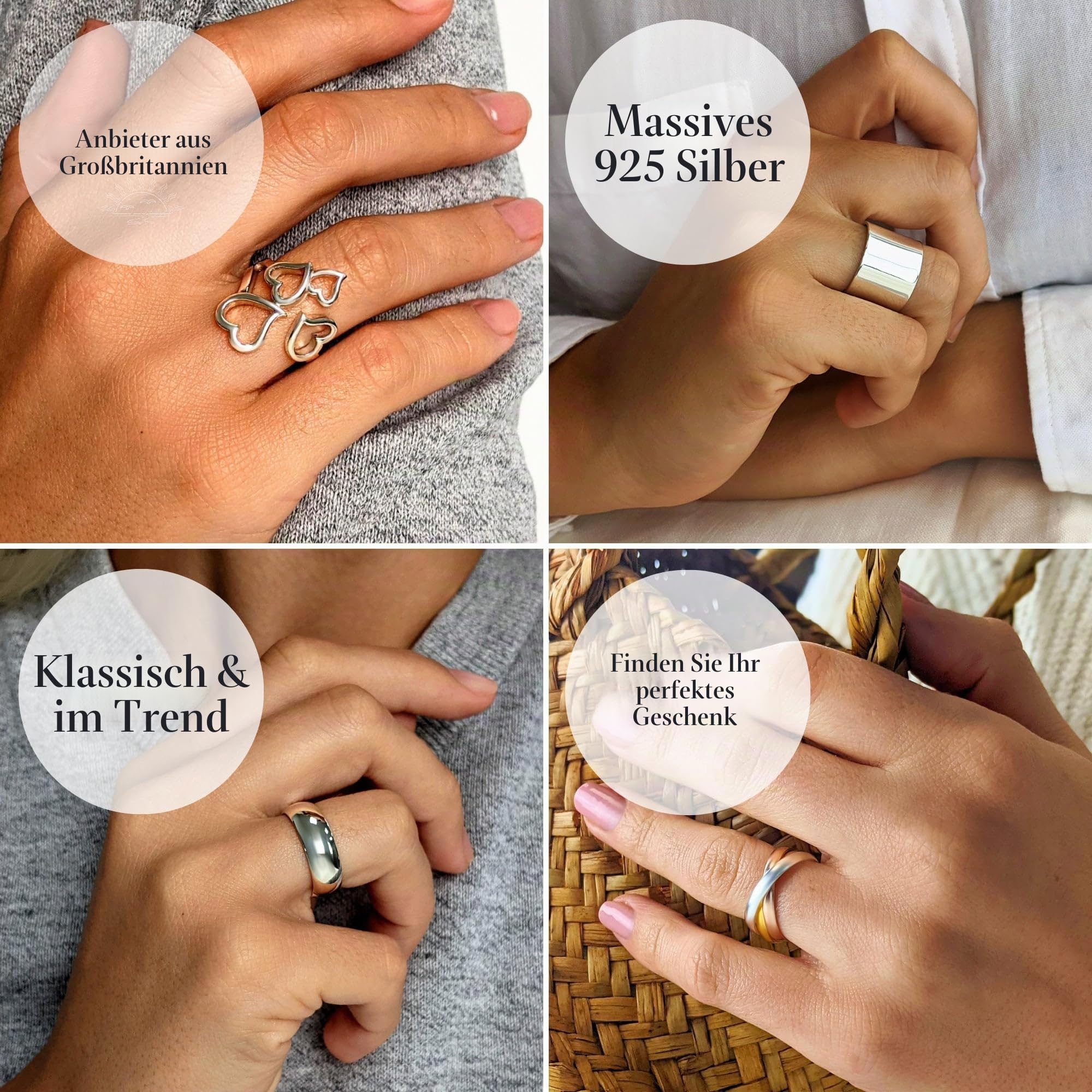 Silverly Filigraner Sterlingsilberring mit Offenem Kreismuster für Damen | Moderne Konkave Daumenringe mit Breitem Ehering | 925 Silber Klobiger Ring | Geometrischer Durchbrochener Schmuck