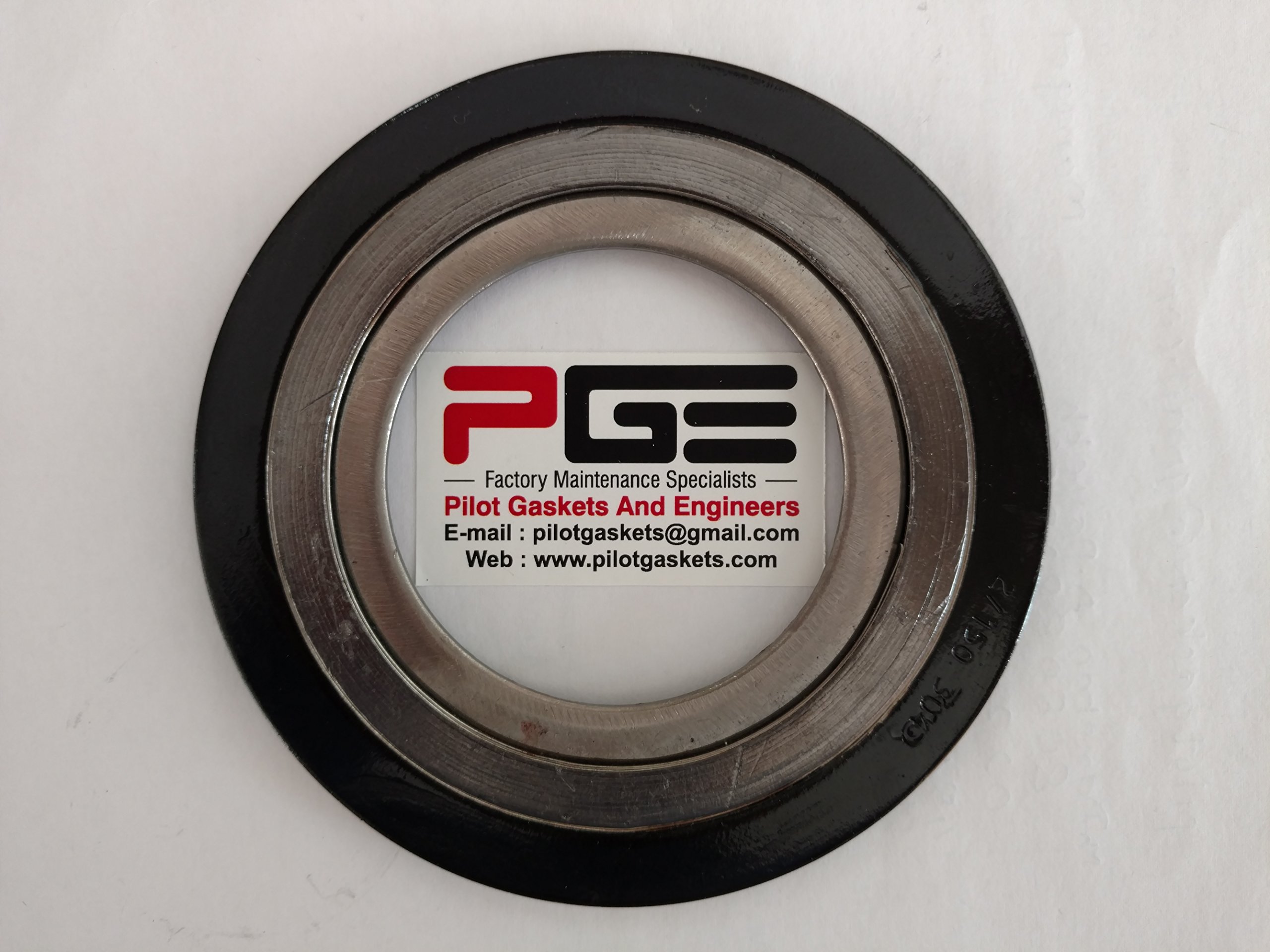 PiloSeal Semi-Metallic Spiral Wound Gaskets Inner SOLID Ring: SS316 Nominal Pipe Size:- 3 Inch (Pack of 25)