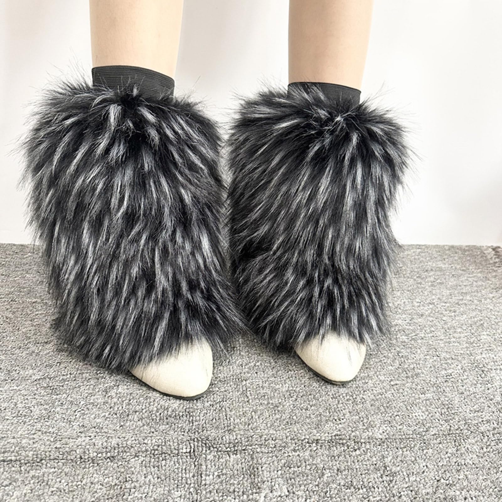 Calentadores de piernas de piel sintética para mujer, para invierno, cálidos, para botas, acogedores, Navidad, Halloween, fiesta, disfraz de cosplay