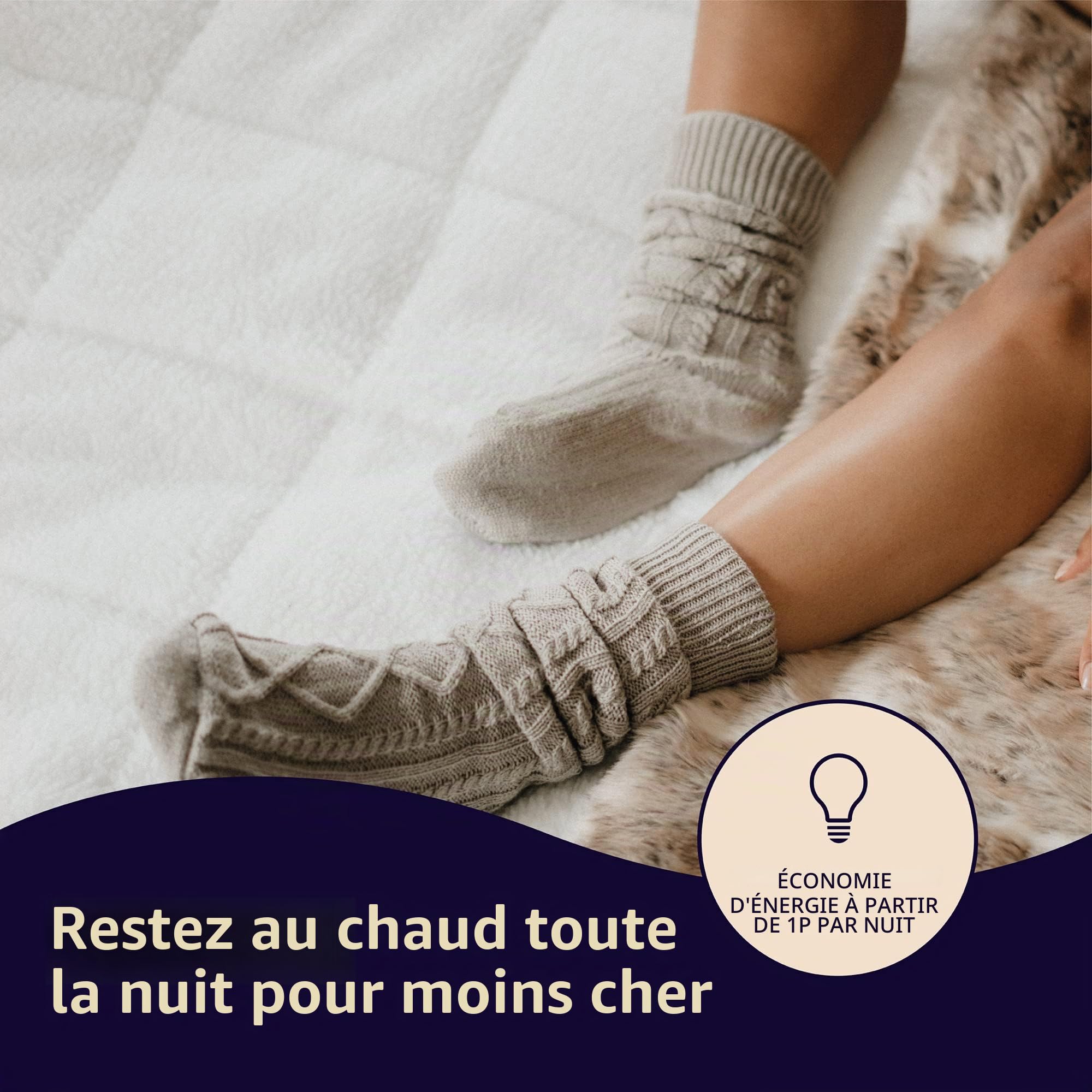 Dreamland Intelliheat+ Couverture chauffante Rapide pour lit Double, 190 x 137 cm, Sangles élastiques, 1 contrôle, 6 réglages de température et minuteur, Lavable en Machine