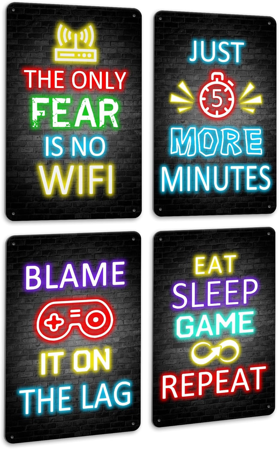 Video Gamer Room Metal Sign Decor for Teen Boys Gaming Wall Art Gamer Neon Sign Teenage Bedroom Decor Ready to Hang 12x8in