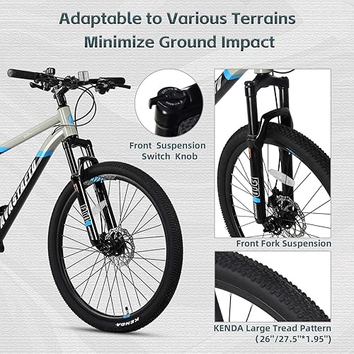 Miniatura 12 de AVASTA Earth 26 27.5 inch Mountain Bike with 21-Speed，Aluminum Frame, Dual Disc Brake, Comfortable Saddle,Multiple Colors Azul