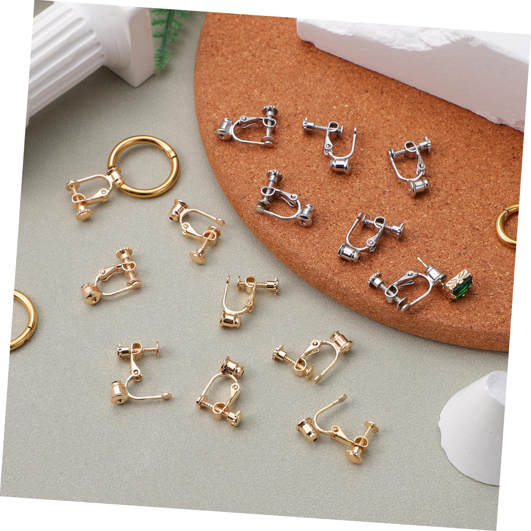 Convertitori per Orecchini a Clip Fai da Te 20 Pezzi in Rame | Oro e Argento, Resistenti allo Sbiadimento e Delicati sulla Pelle, per Creazioni di Bigiotteria