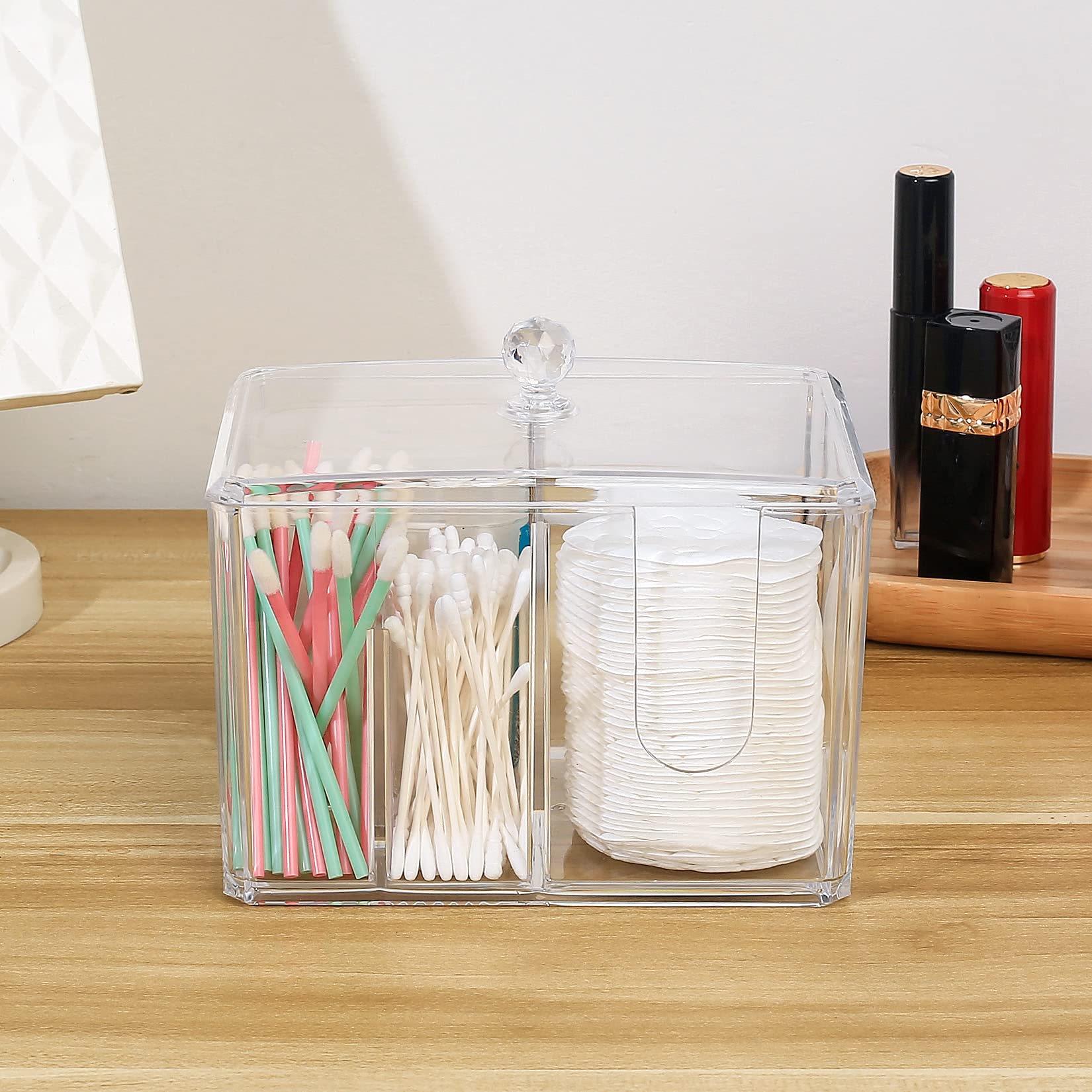 Boite A Coton Tige, Rangement Coton Demaquillant Transparent