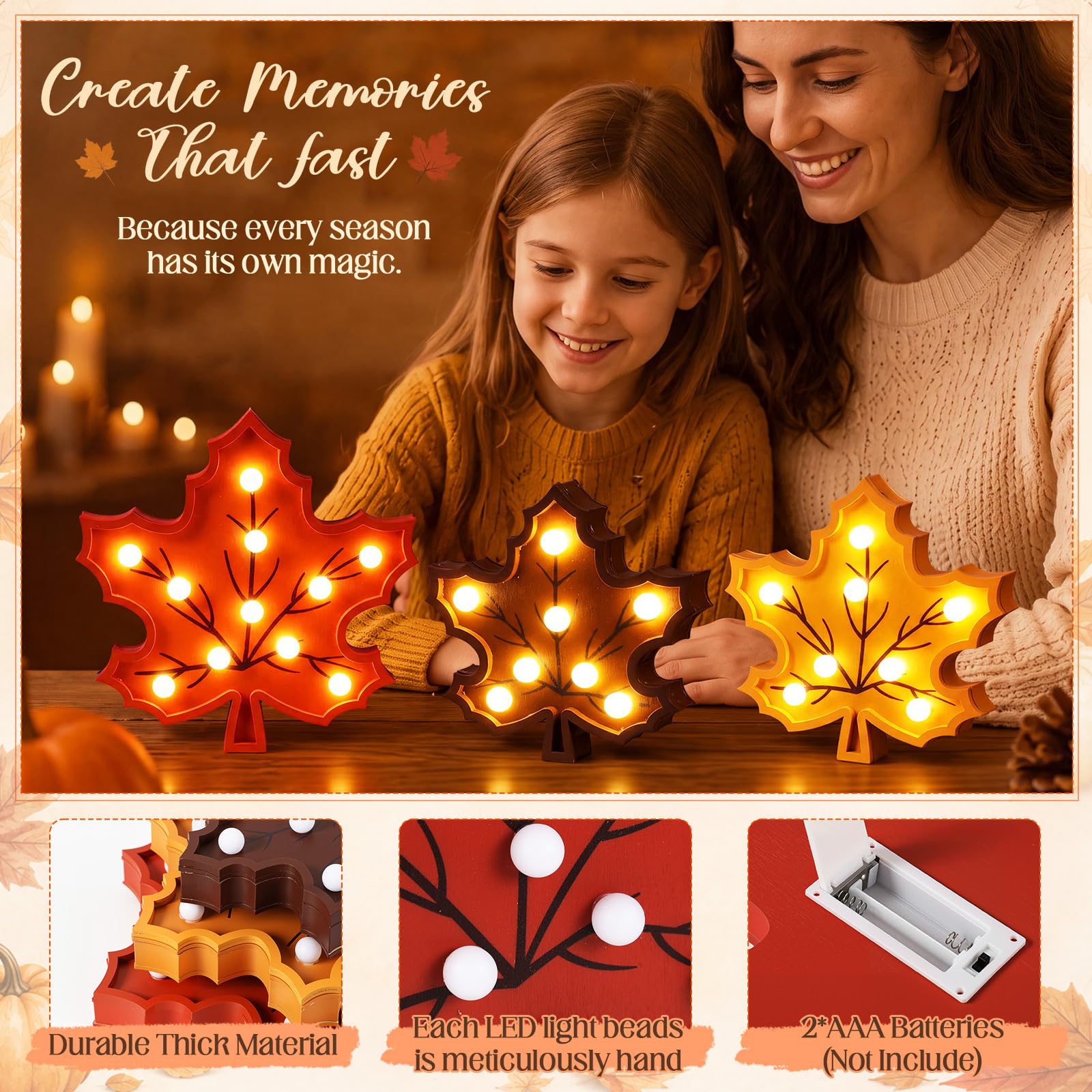 Novabright 3 pz autunno Decor legno foglia d'acero decorazione segno del