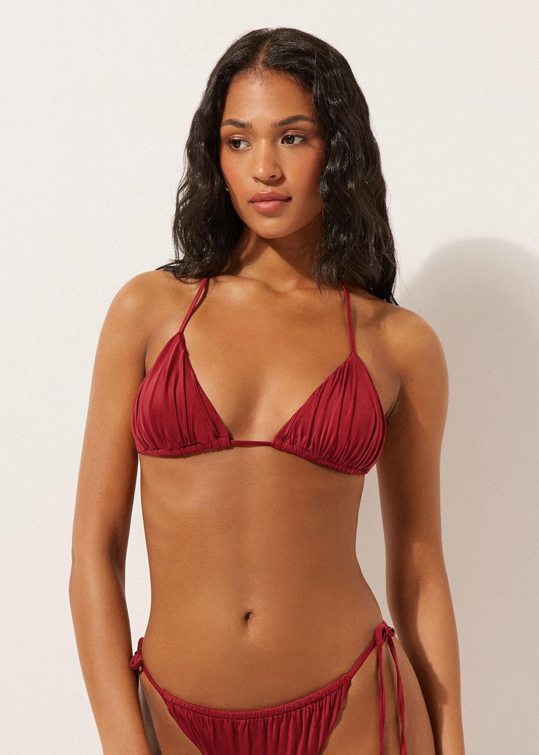 CALZEDONIA Woman's Removable Padding Triangle Swimsuit Top Shiny Satin - Image 4