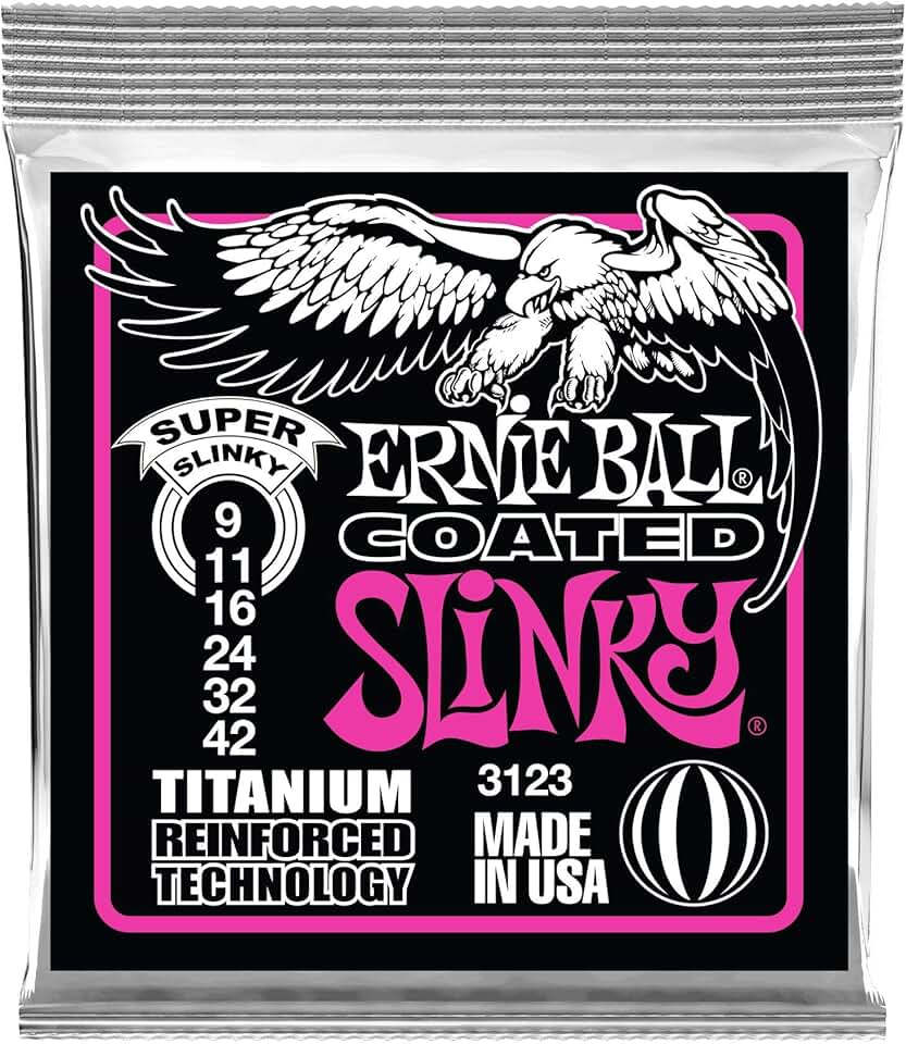Ernie Ball Super Slinky Coated Titanium RPS Electric Guitar Strings 9-42 Gauge