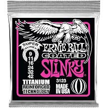 Ernie Ball Super Slinky Coated Titanium Electric Guitar Strings, 9-42 Gauge P03123