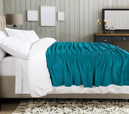Miniatura 8 de Utopia Bedding Manta de forro polar turquesa, tamaño Queen, ligera, mullida, suave, antiestática, de microfibra (90 x 90 pulgadas)