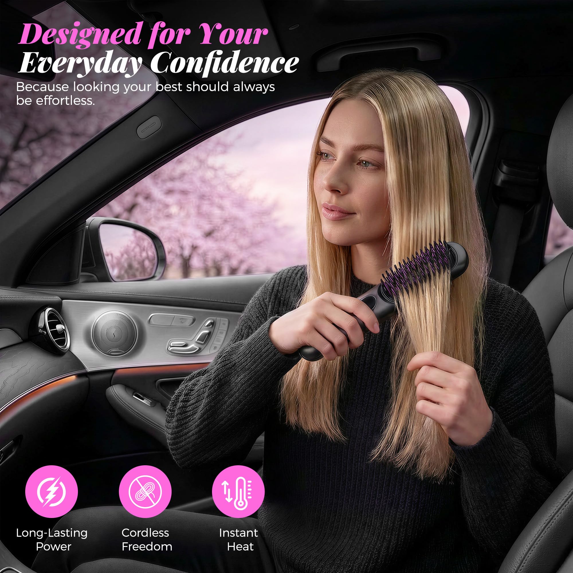 Go Brush Pro 2026, Cordless Hair Straightener Brush — view 2