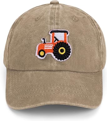 Farm Tractor Baseball Caps for Boys Girls Vintage Washed Hat Adjustable Funny Dad Hat for Toddler Kids Age 3-8