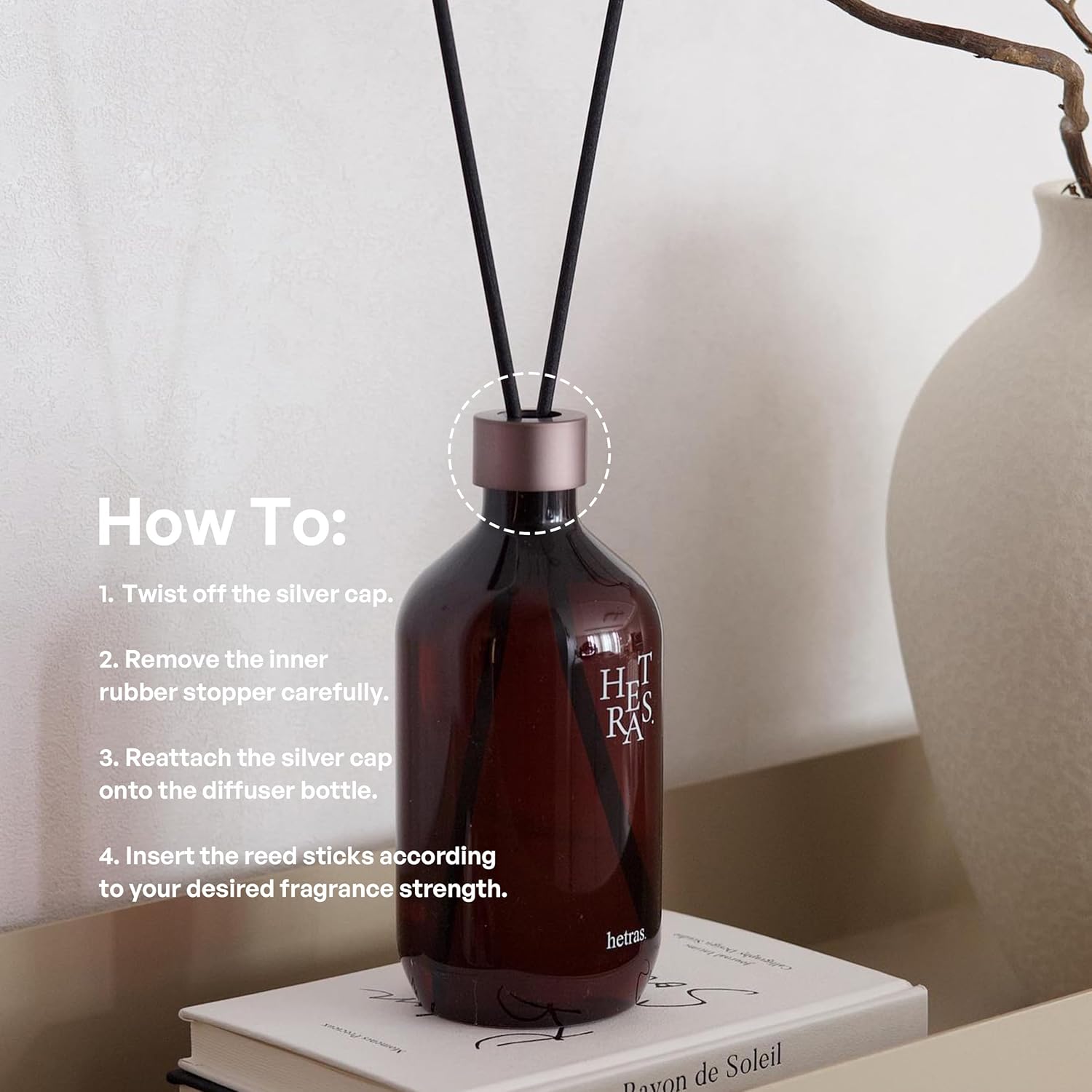 hetras Premium Reed Diffuser Set 16.9 fl.oz. 2 Pack | Hotel Wood - Luxurious Forest Scent | Long-Lasting Luxury Fragrance with 10 Reed Sticks for Home & Office | Gifts for Loved One - Image 5