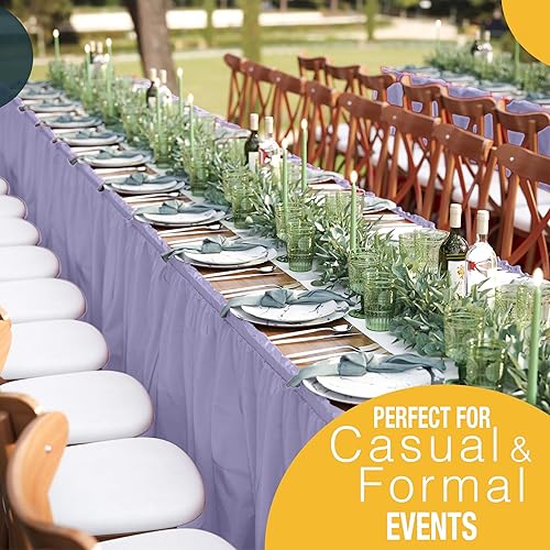 Miniatura 172 de Exquisite Falda de mesa con volantes, color marrón, paquete de 2 faldas de mesa de 14 pies de largo para mesas rectangulares de 6 pies o faldas