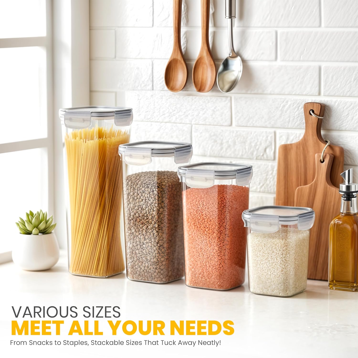 KICHLY Airtight Food Storage Containers Set with Lids – 24 Pack BPA-Free Plastic Pantry Organizers for Cereal, Flour, Sugar & Dry Food (Clear) - Image 8