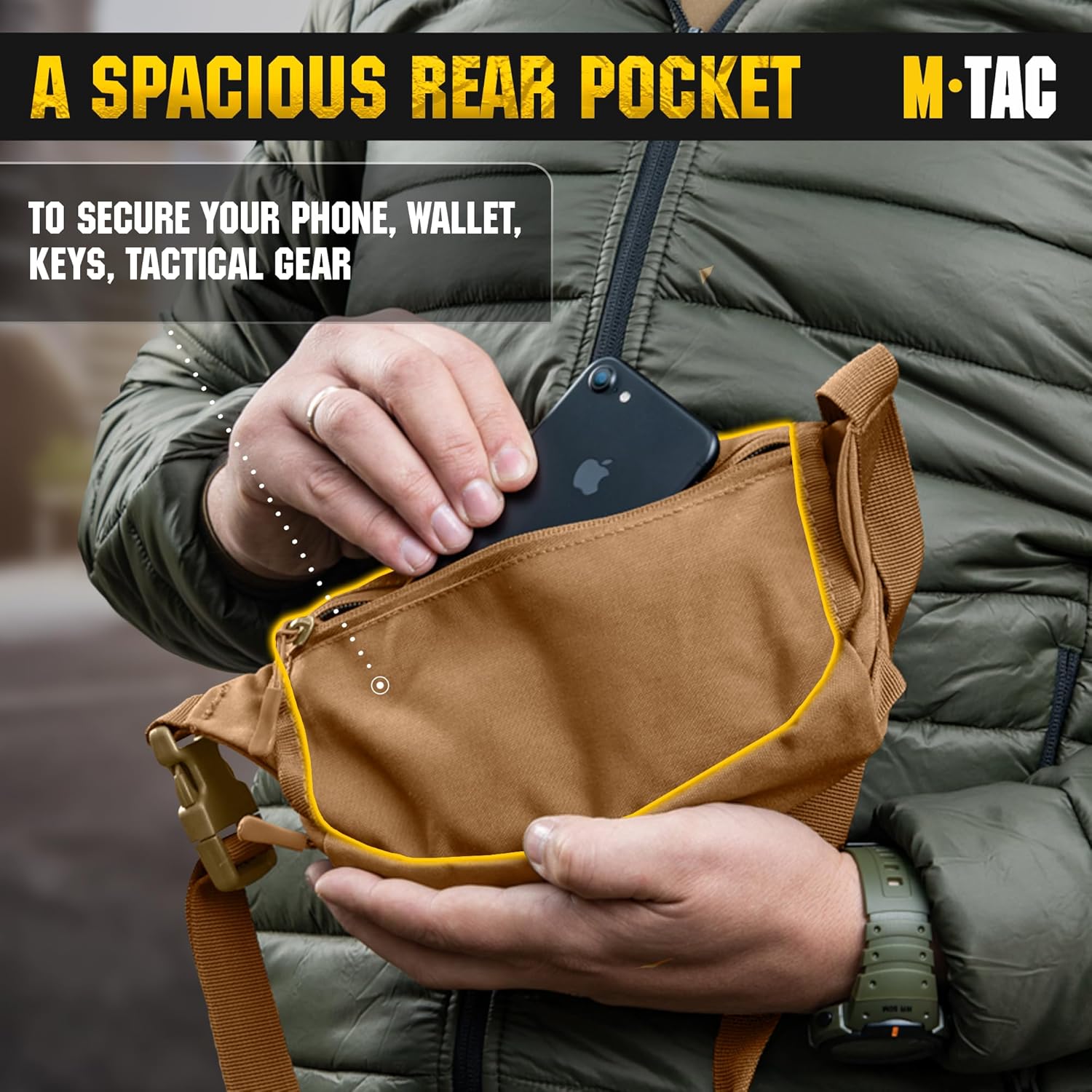 M-Tac Fanny Pack for Men - Belt Bag Small Companion Waist Pack - Tactical Bag EDC (Dark Coyote)