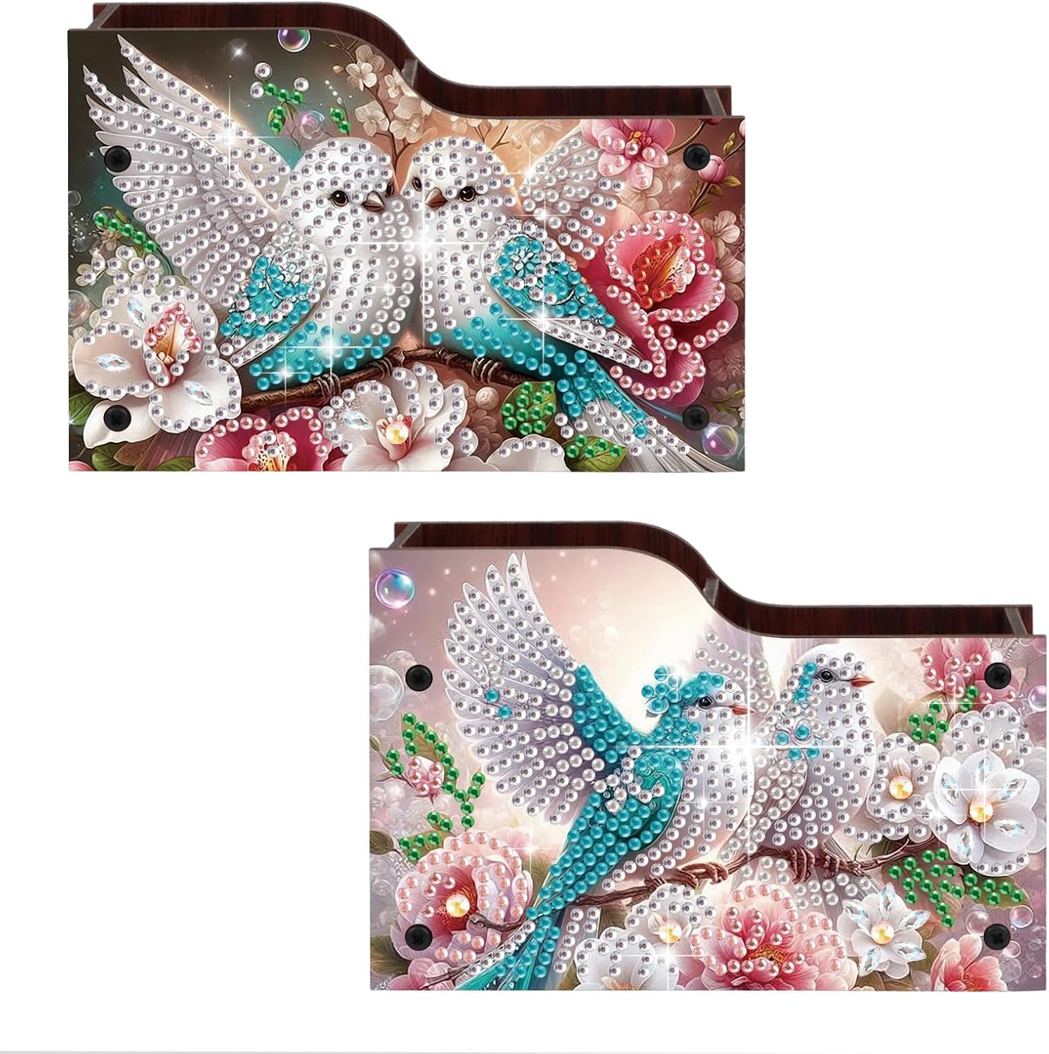 ARTopet 2Pcs Diamond Art Painting Wall Mounted Organizer Non-Punch Holes Wall Hanging Storage Box for Daily Small Accessories Makeup Brush Organizer Home Decor Ornament-Pigeon