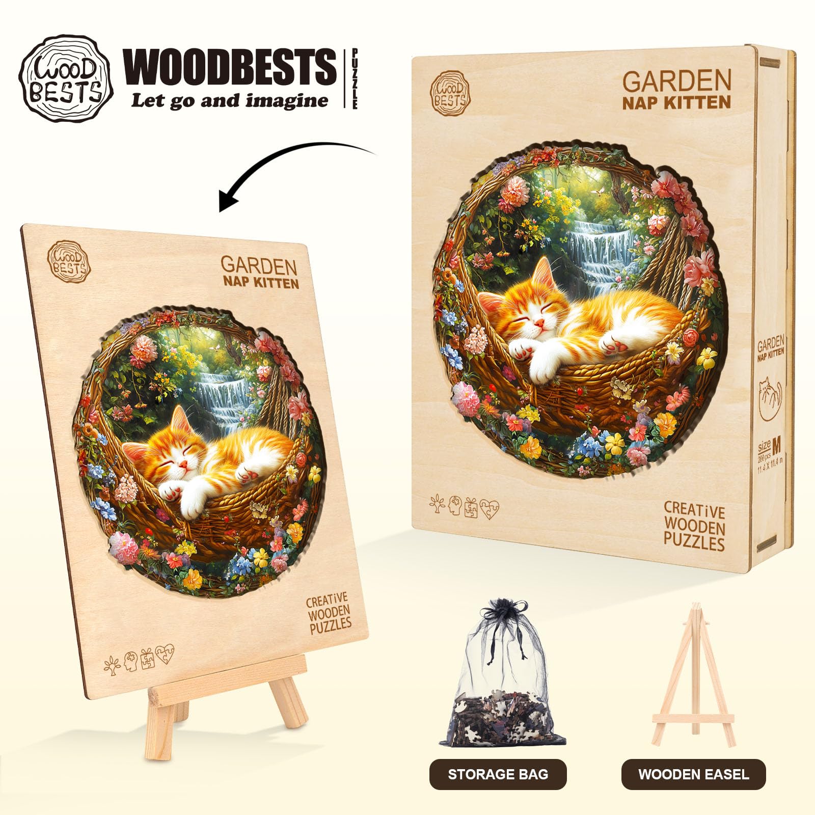Hakumata Wooden Puzzle Adults Cats Sleeping, 280 Pieces Wooden Puzzle Gift Box - Image 2